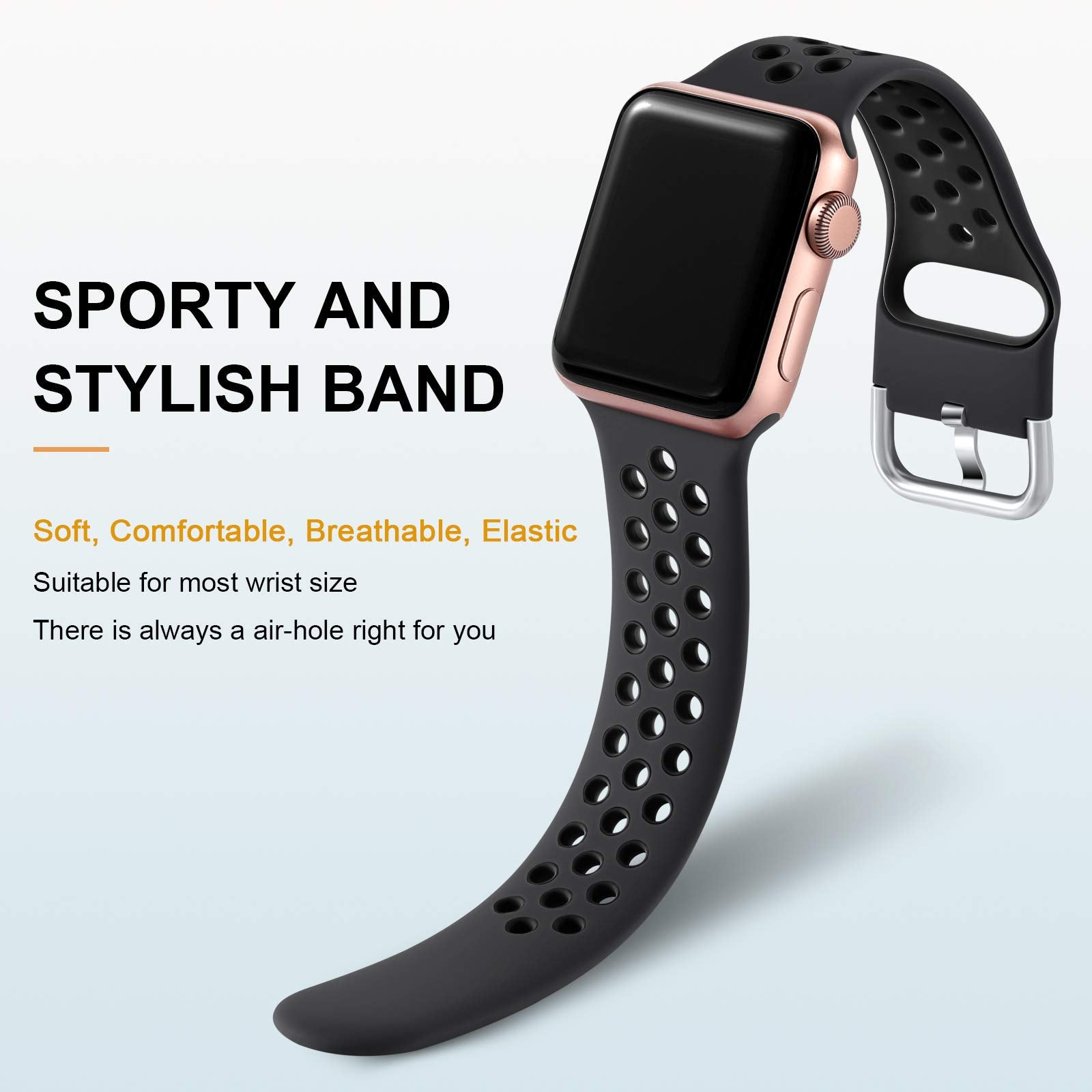 Lerobo 3 Pack Compatible With Apple Watch Series 9 Band 41Mm 38Mm 40Mm 46Mm 45Mm 44Mm 42Mm,Soft Silicone Strap Breathable Sport