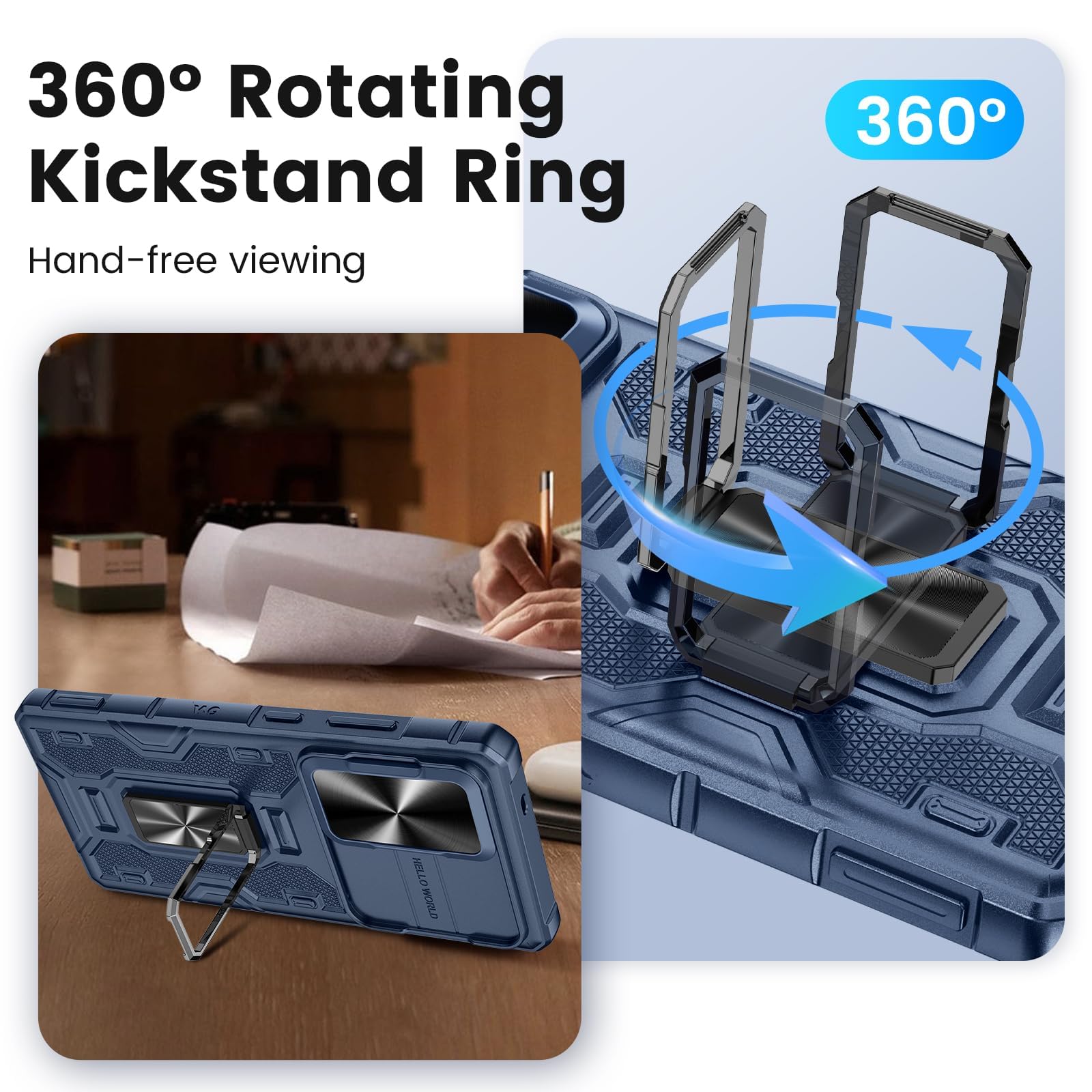 Vego For Samsung Galaxy S25 Ultra Case With Slide Camera Cover & Kickstand, Compatible With Magnetic Car Mount Holder Hard Shell