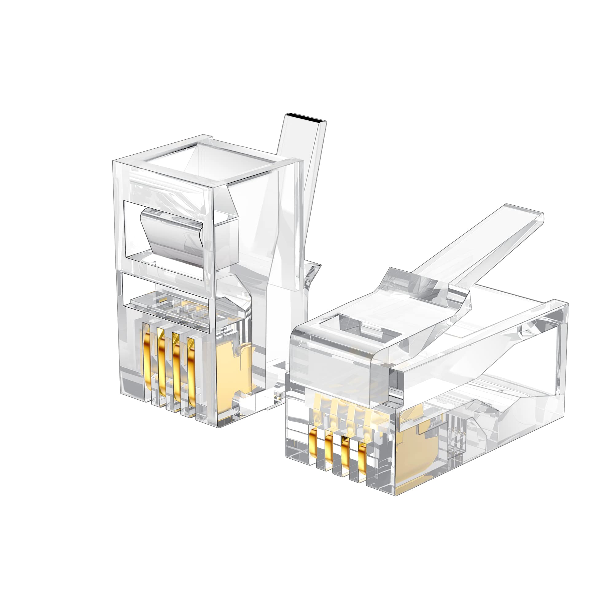 Lansensu 25 Packrj9/Rj10/Rj22 4P4C Phone Modular Telephone Cord Connector Adapter Crimp