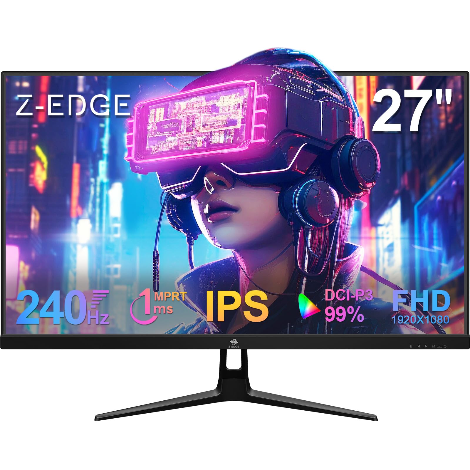 Z Edge 27 Inch Gaming Monitor 1920X1080 Ips 240Hz Gaming Monitor 1Ms Frameless Led, Ug27Pj Amd Freesync Premium Display Port Hdm