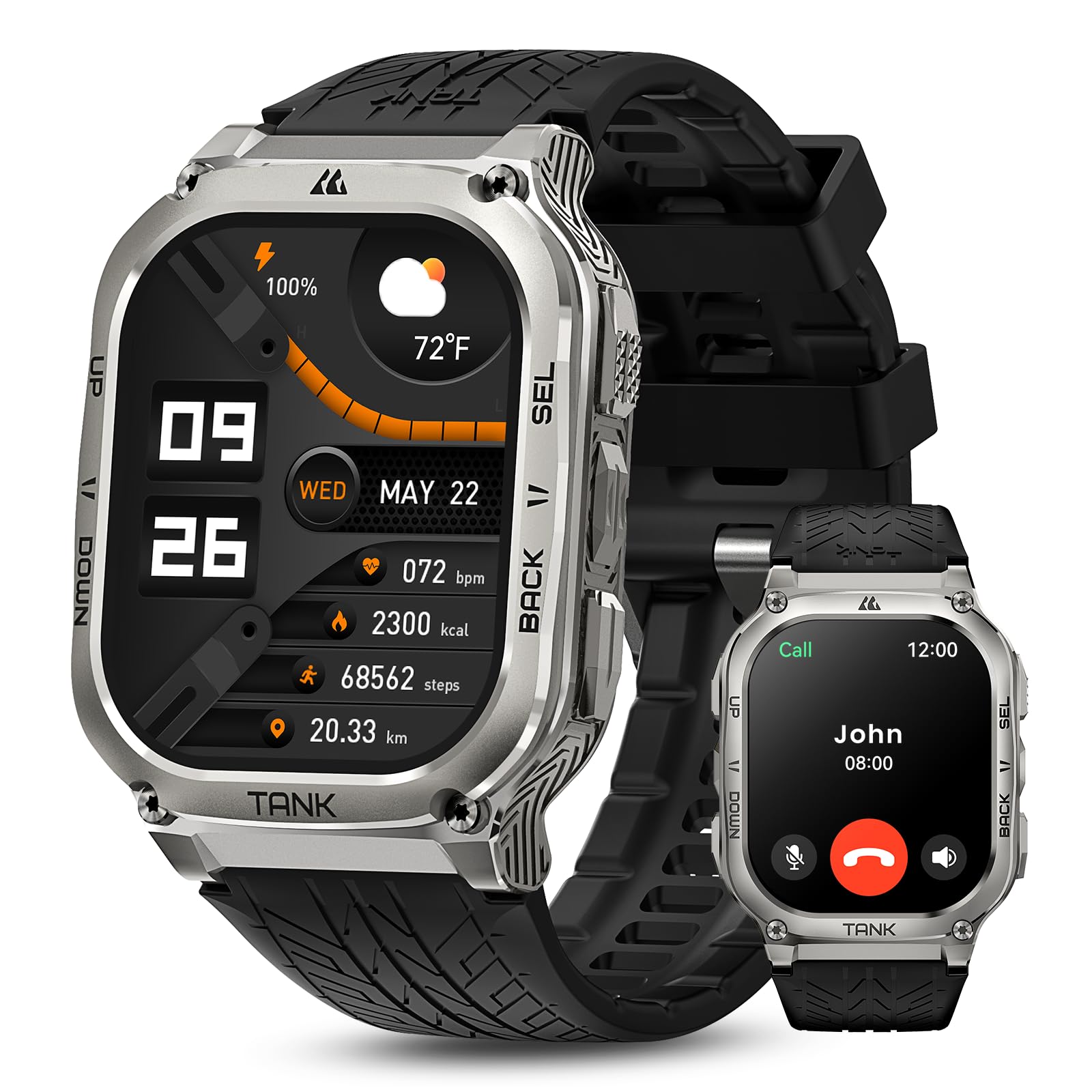 Kospet Smart Watches For Men, 60 Days Battery Life, 50M Waterproof, Military(Full Metal), Answer/Make Call, Compatible For Android And Ios, 1.96'' Amoled Always On Display, Ai Voice