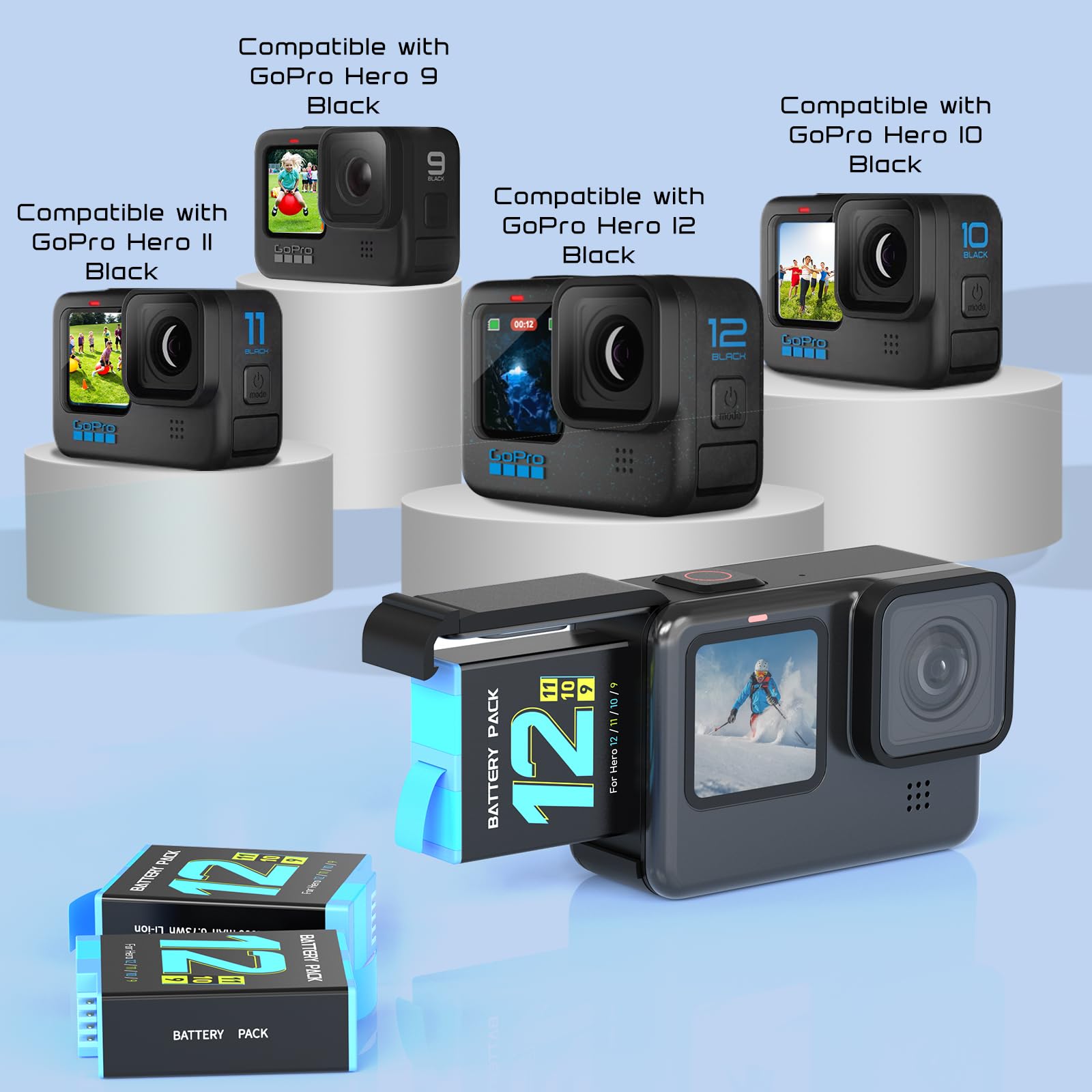 Yeewanke For Hero 12/11/10/9 Battery 2 Pack 2000Mah And Usb Storage 3 Channel Fast Charger Fully Compatible With Gopro Hero 12,