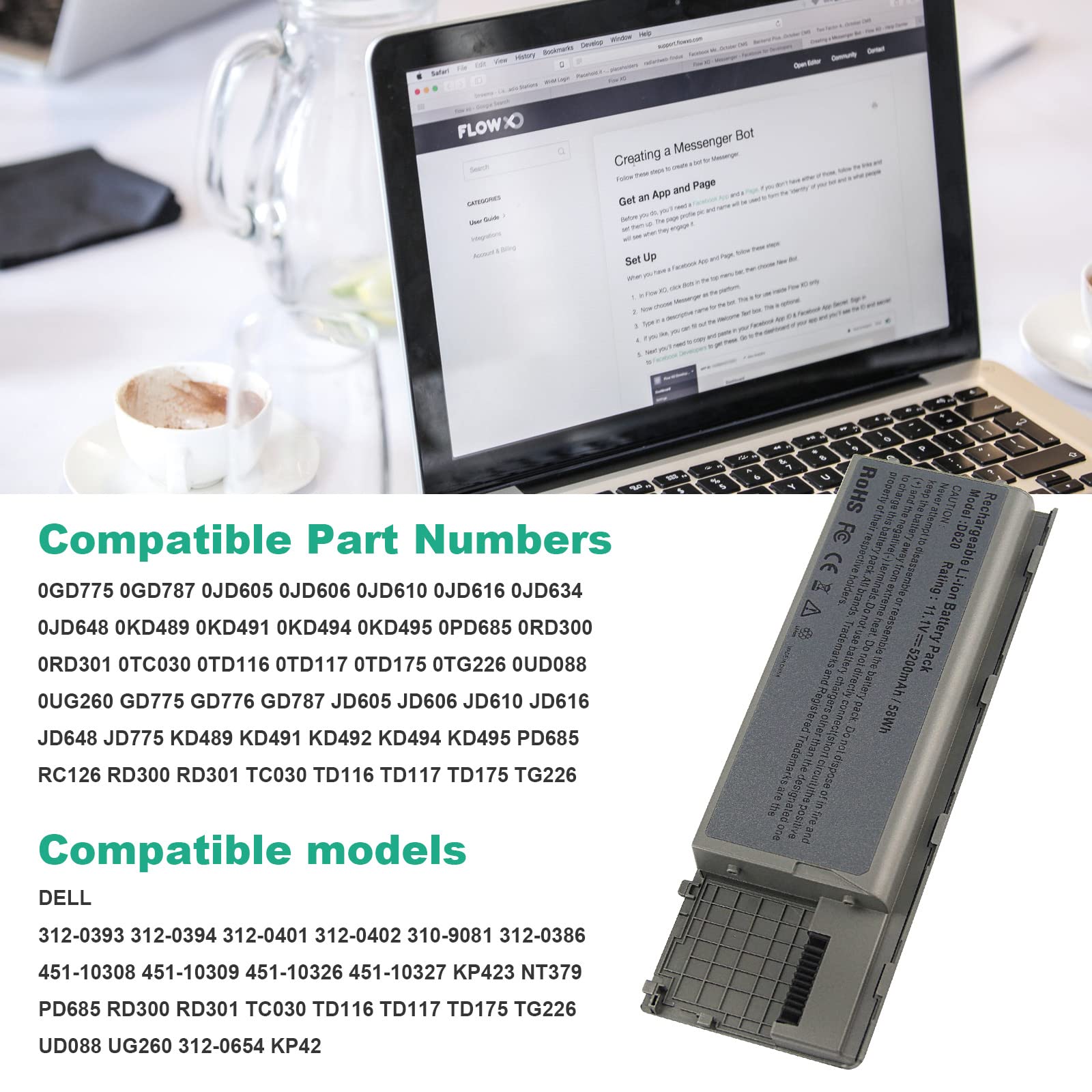 Fancy Buying Laptop Battery For Dell Latitude D620 D630 D630C D630N D631 D640 Pc764, Jd634, 312 0383, 451 10298 P/N'S: Pp18L Rd3