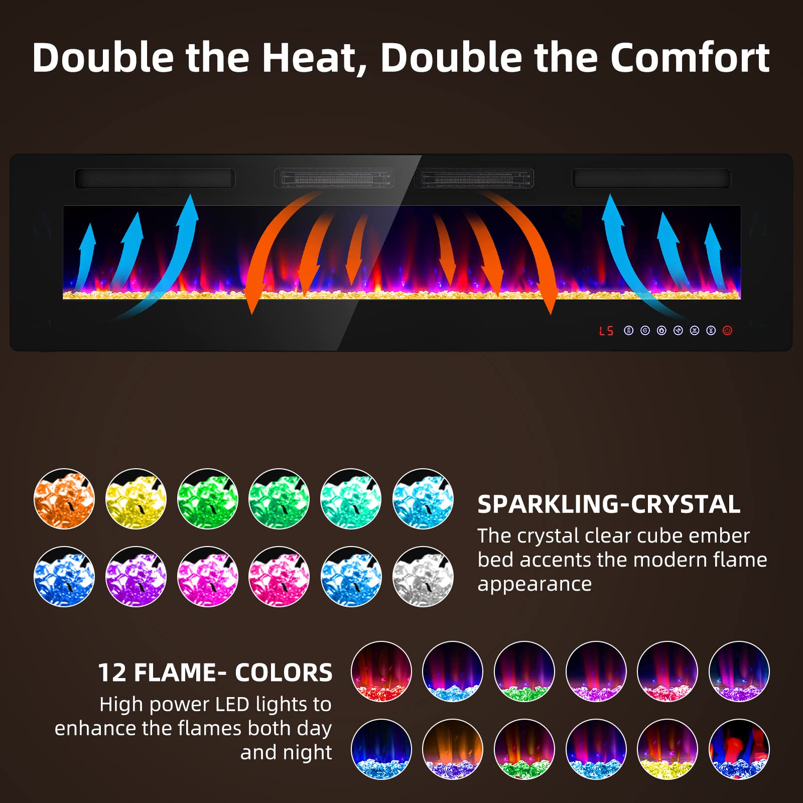 Zionheat 72 Inches Electric Fireplace Wall Fireplace For Living Room Fireplace Freestanding/Inserts/Wall Mounted With Remote Con