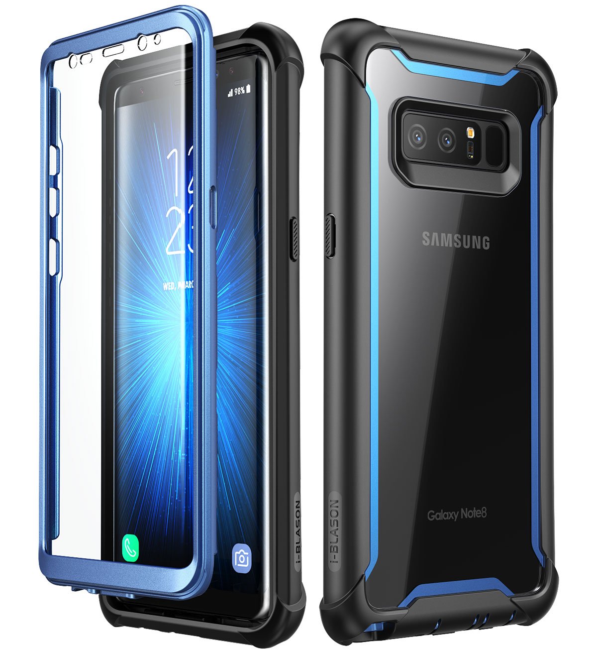I Blason Case For Galaxy Note 8 2017 Release, Ares Series Full Body Rugged Clear Bumper Case With Built In Screen Protector (Bla