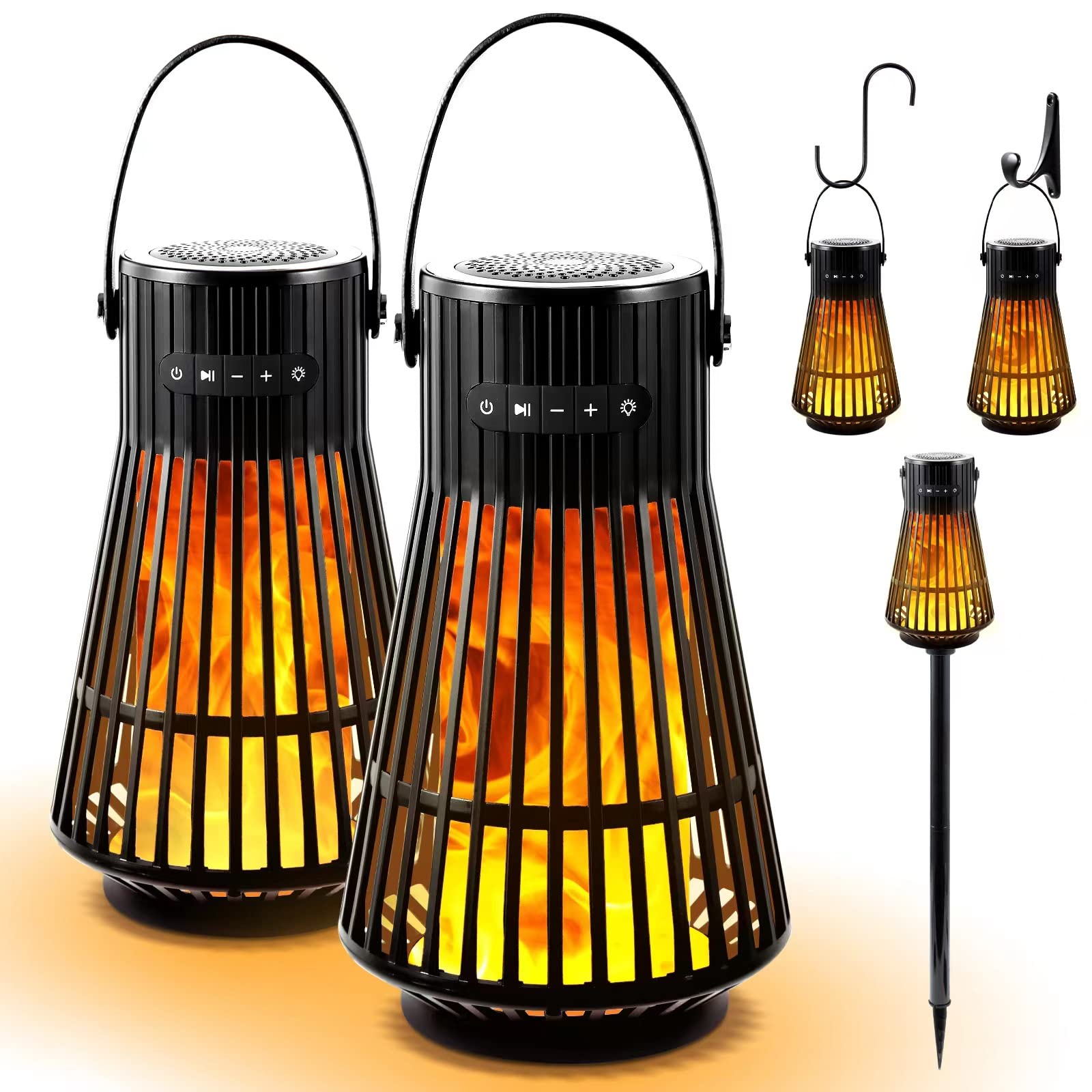 Outdoor Bluetooth Flame Speaker, Tesoorda Led Flickering Flame Effect Speaker With Torch Light, Portable Waterproof Wireless Spe