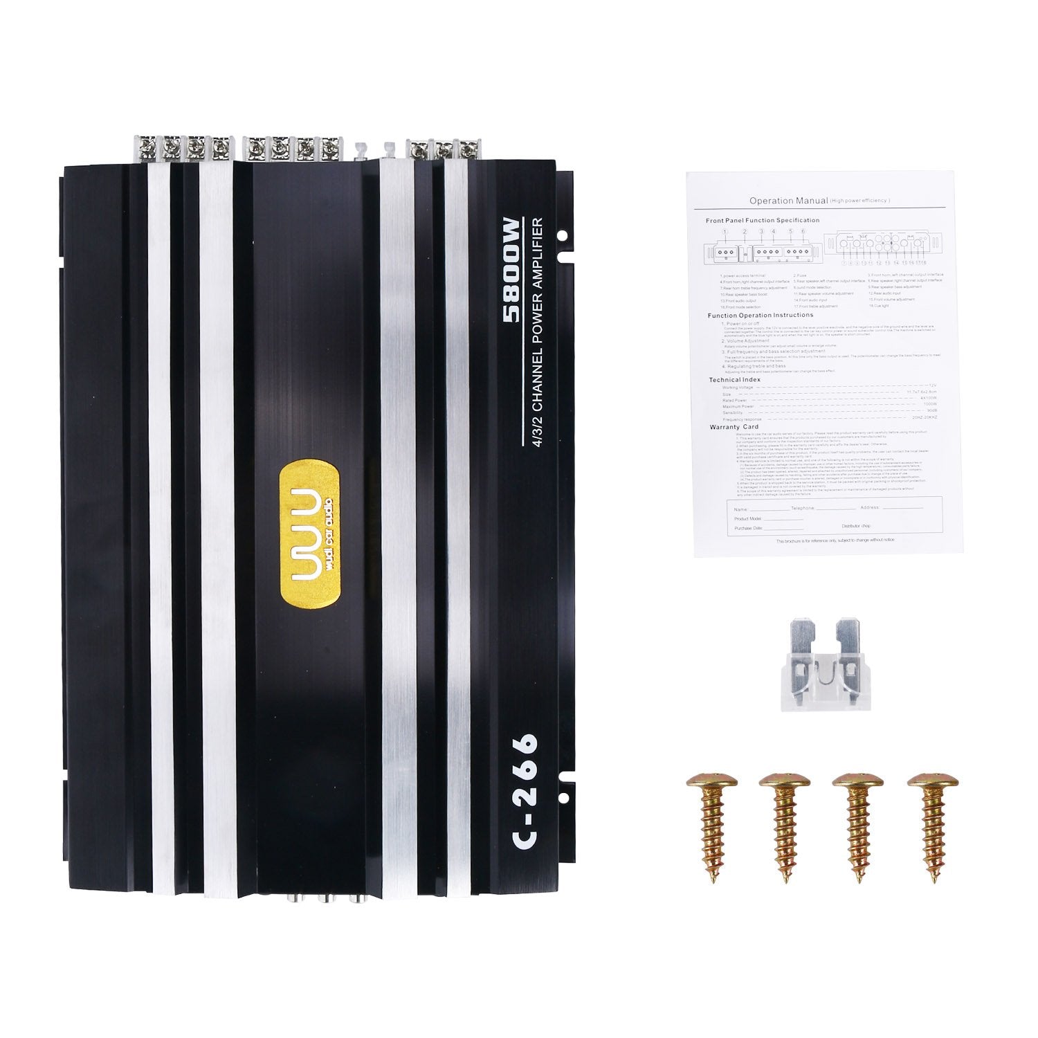 Yaeccc C 266 Car 4 Channel Power Amplifier Stereo Audio Super Bass Sub Woofer Amp 12V