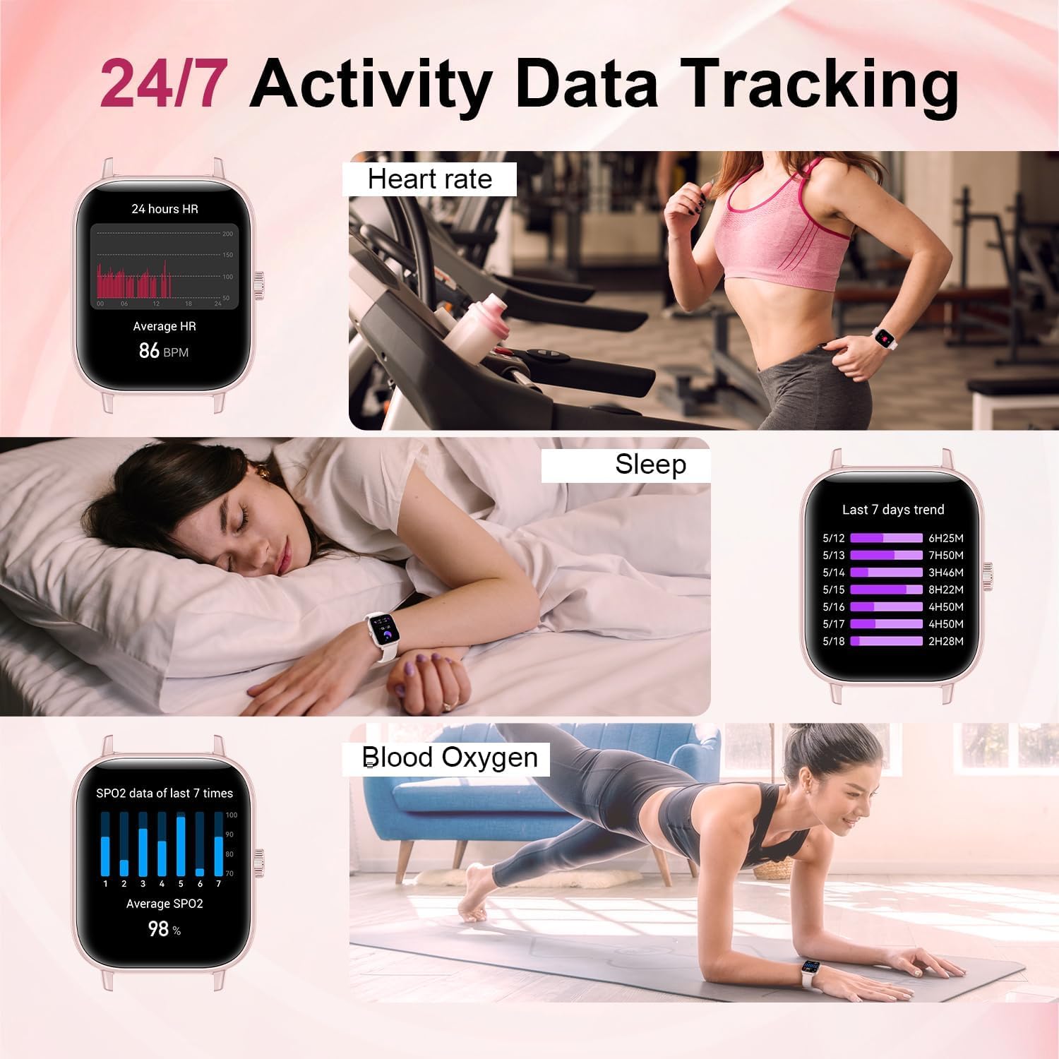 Smart Watch For Women, 1.83 Hd Touchscreen Smartwatch With Bluetooth Call/Make Calls, Ip68 Waterproof Fitness Tracker With 150