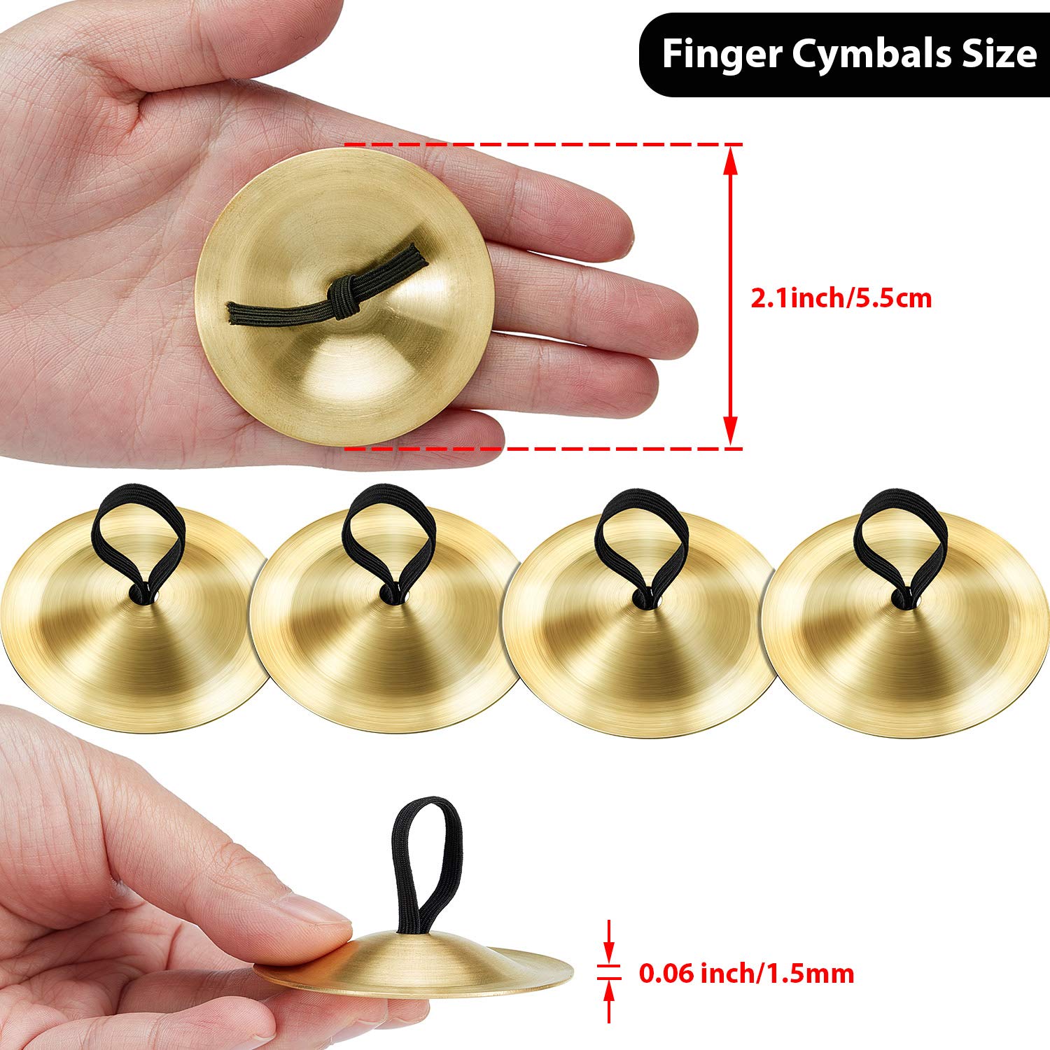 Boao 6 Pieces Finger Cymbals Belly Dancing Finger Dance Zills Musical Instrument For Dancer Party