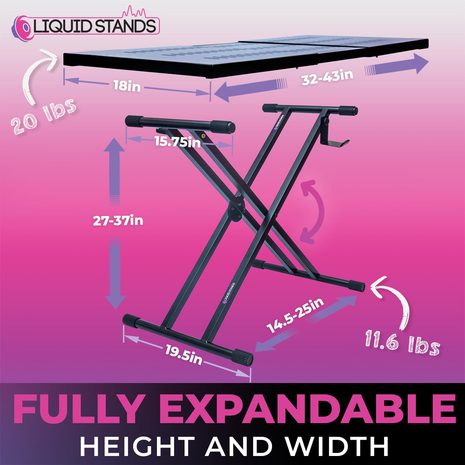 Liquid Stands Expandable Dj Table Stand Portable Audio Mixer Stand   Dj Stand For Laptop & Controller   Midi Keyboard Stand & Sy