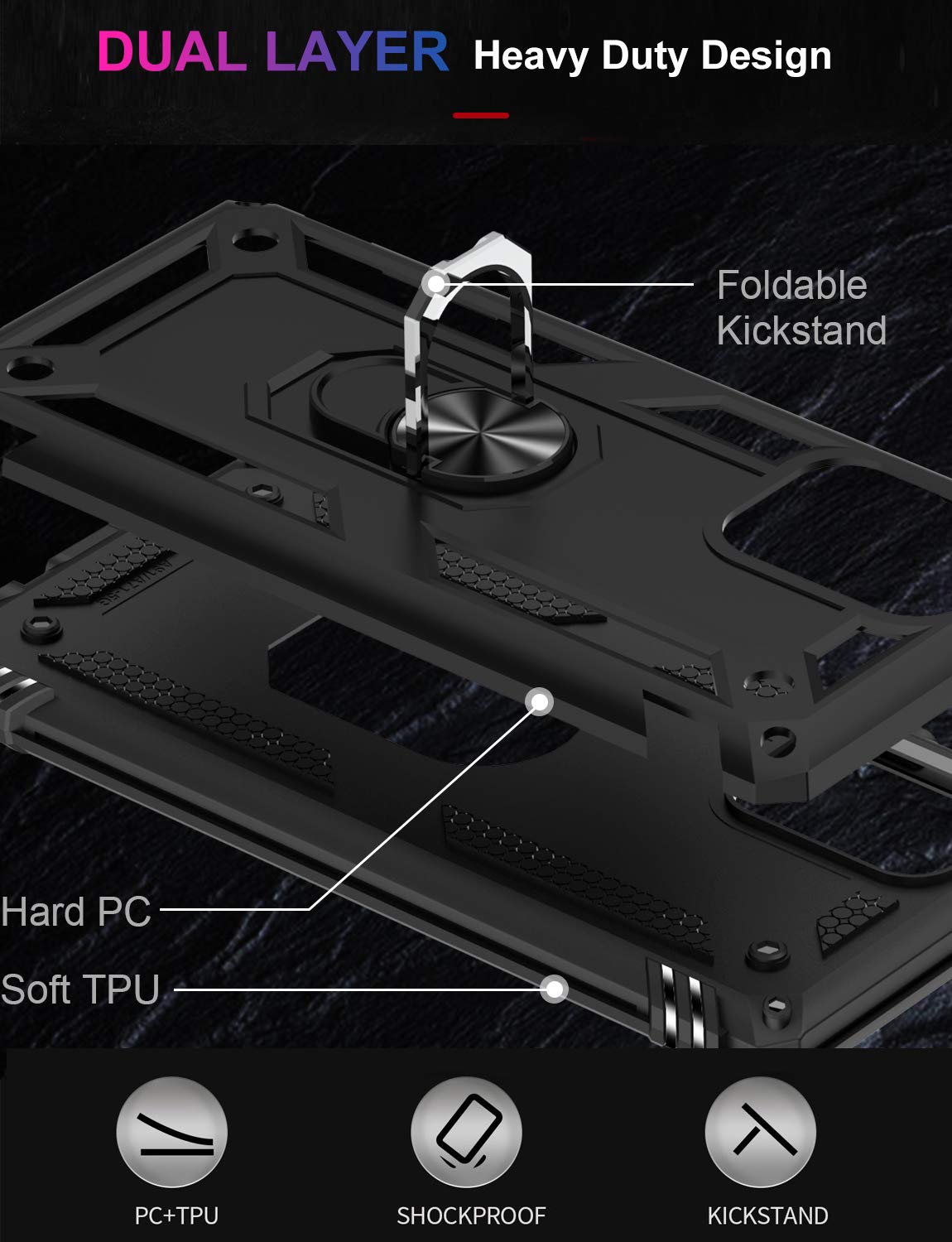 Lumarke For Galaxy A51 5G Case With Screen Protector,Pass 16Ft. Drop Tested Military Grade Protective Phone Cover With Magnetic