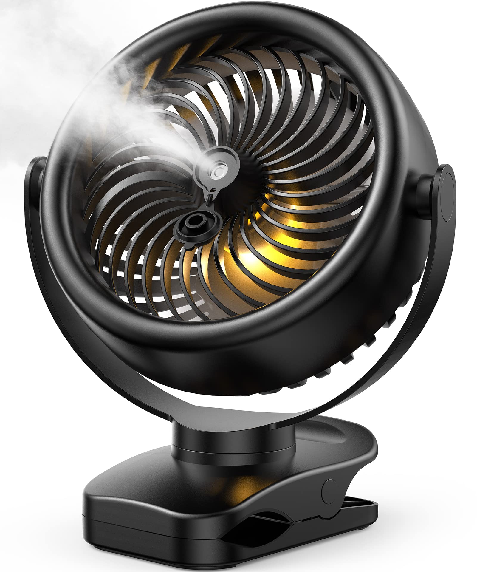Tyzu 7 Inch Portable Fan, Misting Fan, 4000 Mah Battery Operated Fan, Outdoor Misting Fan With 2 Mist Modes & 4 Speeds, 130Ml Ta