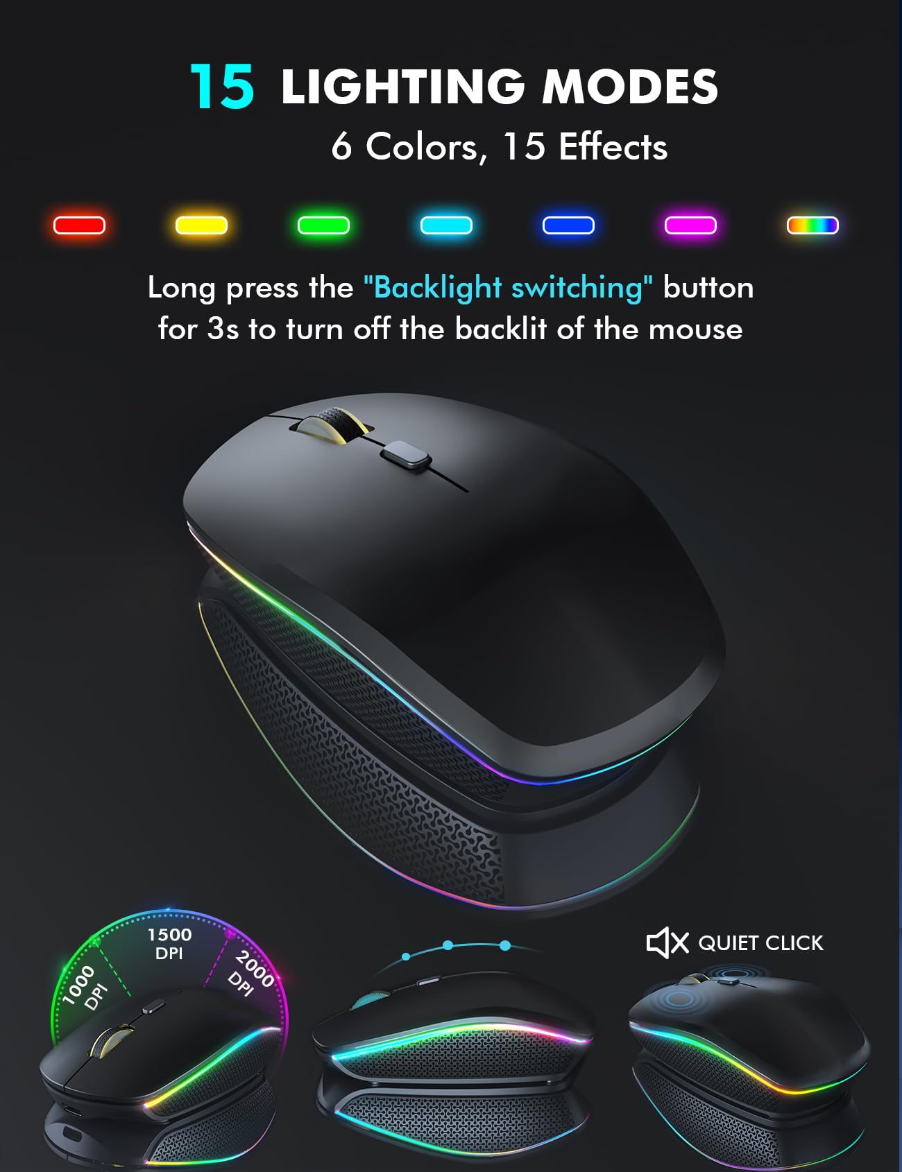 Wireless Keyboard And Mouse Combo   Large Print, Rgb Backlit, Oversize Light Up Letters, Rechargeable, Ergonomic Tilt Leg, Sleep Mode, 2.4Ghz Quiet Keyboard Mouse For Mac, Windows, Laptop, Pc, Trueque