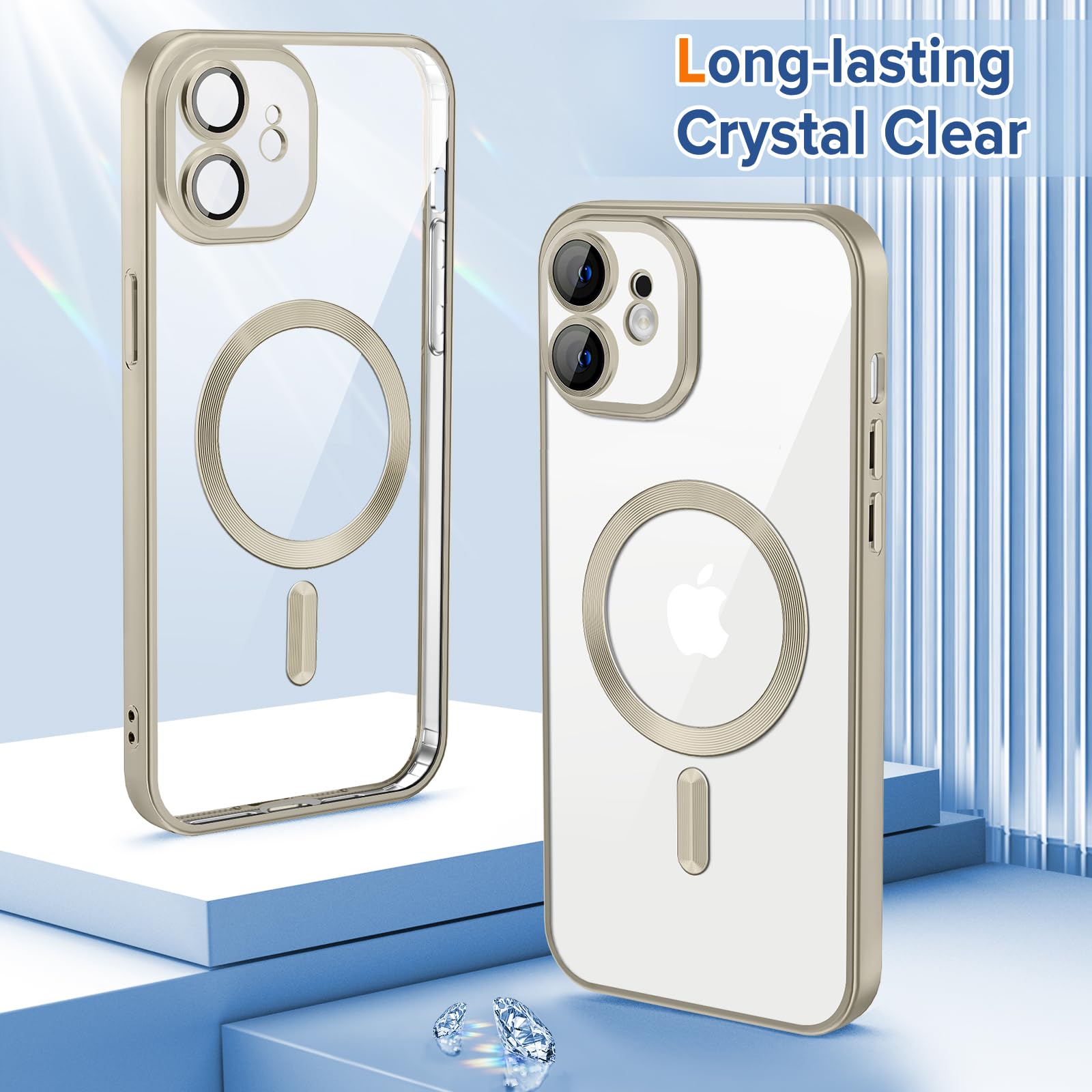 Hython Magnetic Clear Case For Iphone 11 Case With Camera Lens Protector [Compatible With Magsafe] Luxury Plating Edge Slim Soft