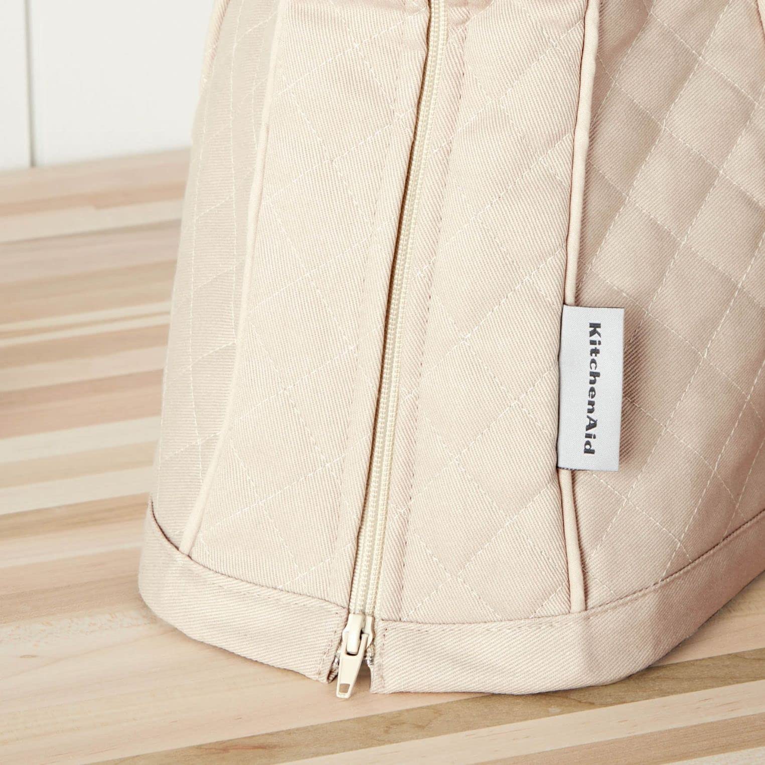 Kitchenaid Fitted Tilt Head Solid Stand Mixer Cover With Storage Pocket, Quilted 100% Cotton, Milkshake, 14.4''X18''X10''