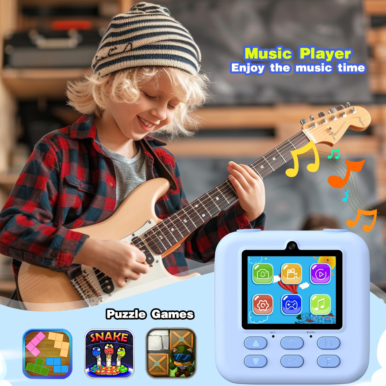 Masterbee Kids Camera Instant Print Photo, Birthday Gifts For Girls And Boys, Kids Digital Camera Toys, 1080P Hd Video, 3 4 5 6