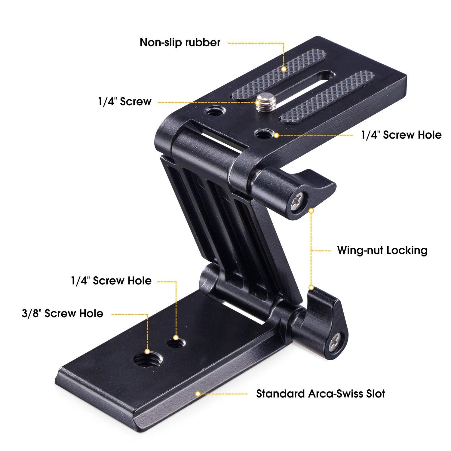 Purami Universal Flex Tilt Head Z Mount Bracket With Arca-Swiss And Tripod Quick Release Plate For Camera Slider Rail Cage Rig G