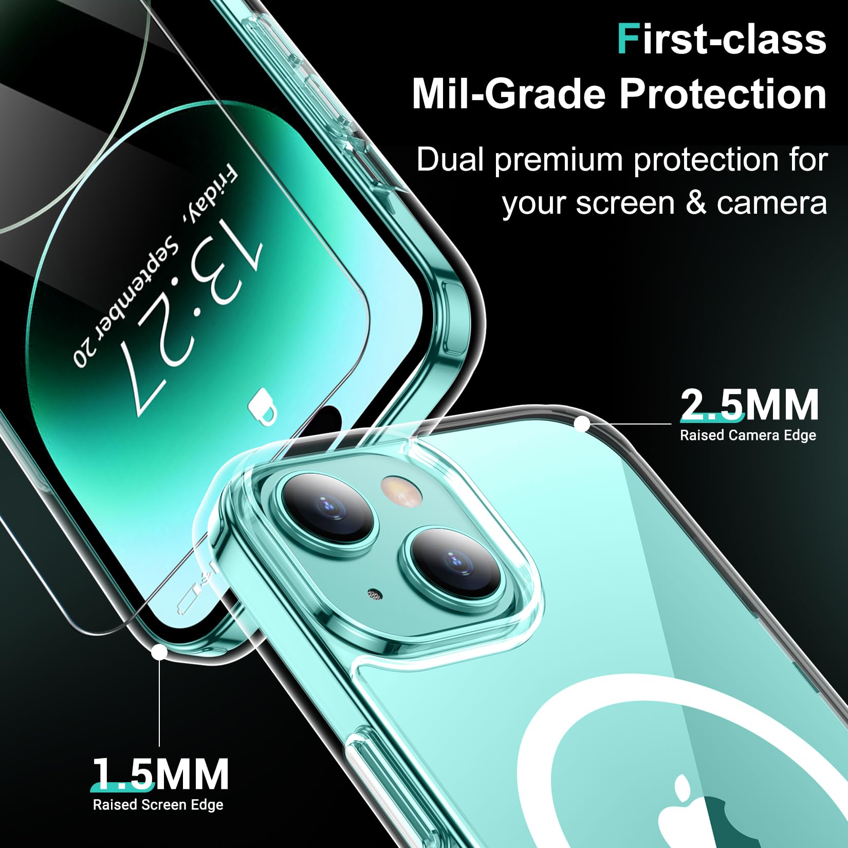 Temdan Designed For Iphone 15 Plus Case [Compatible With Magsafe] [Not Yellowing] [Military Drop Protection] Slim Clear Case Mag