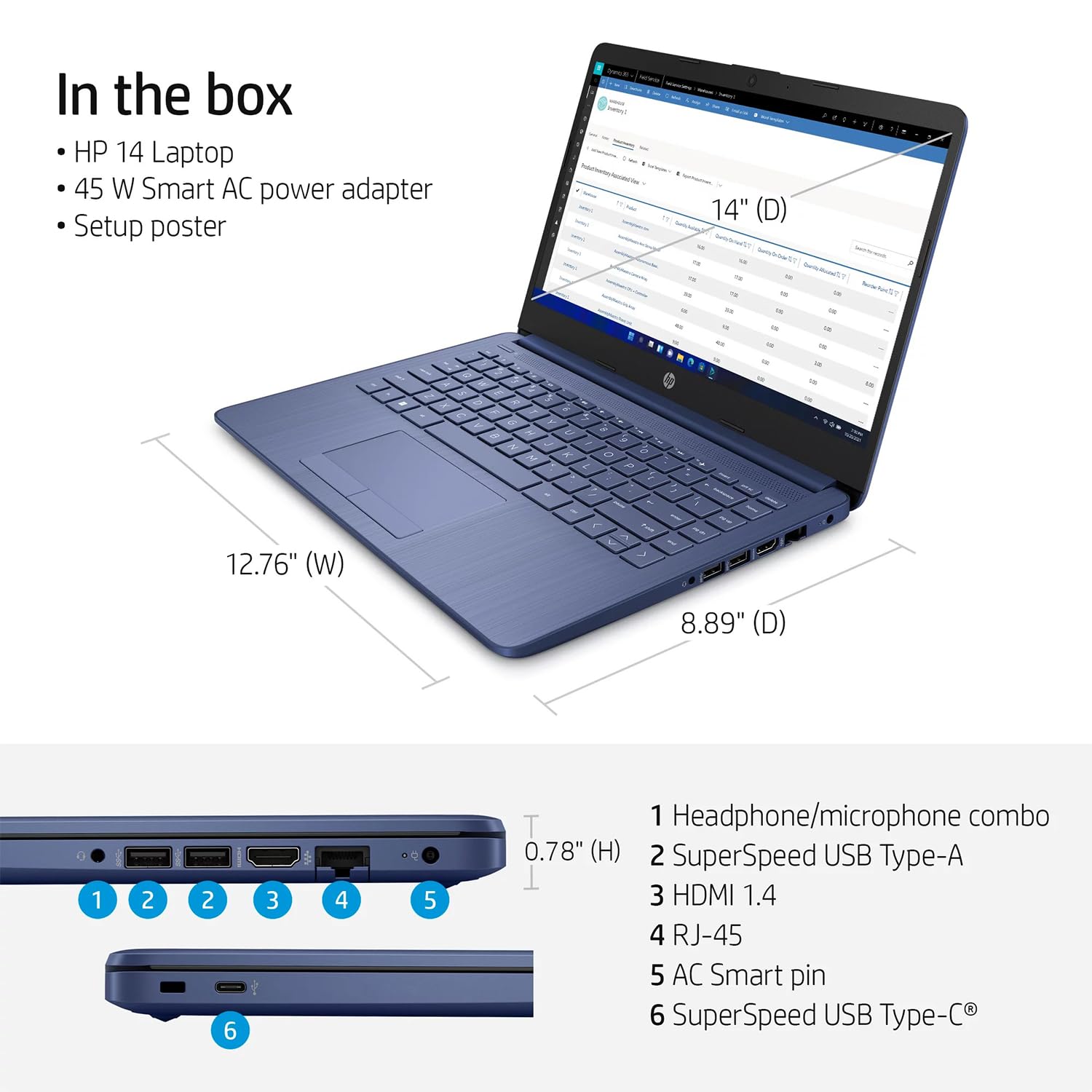 Hp Portable Laptop (Include 1 Year Microsoft 365), 14 Hd Display, 16Gb Ram, 64Gb Emmc, Intel Quad Core N4120, Student And Busine