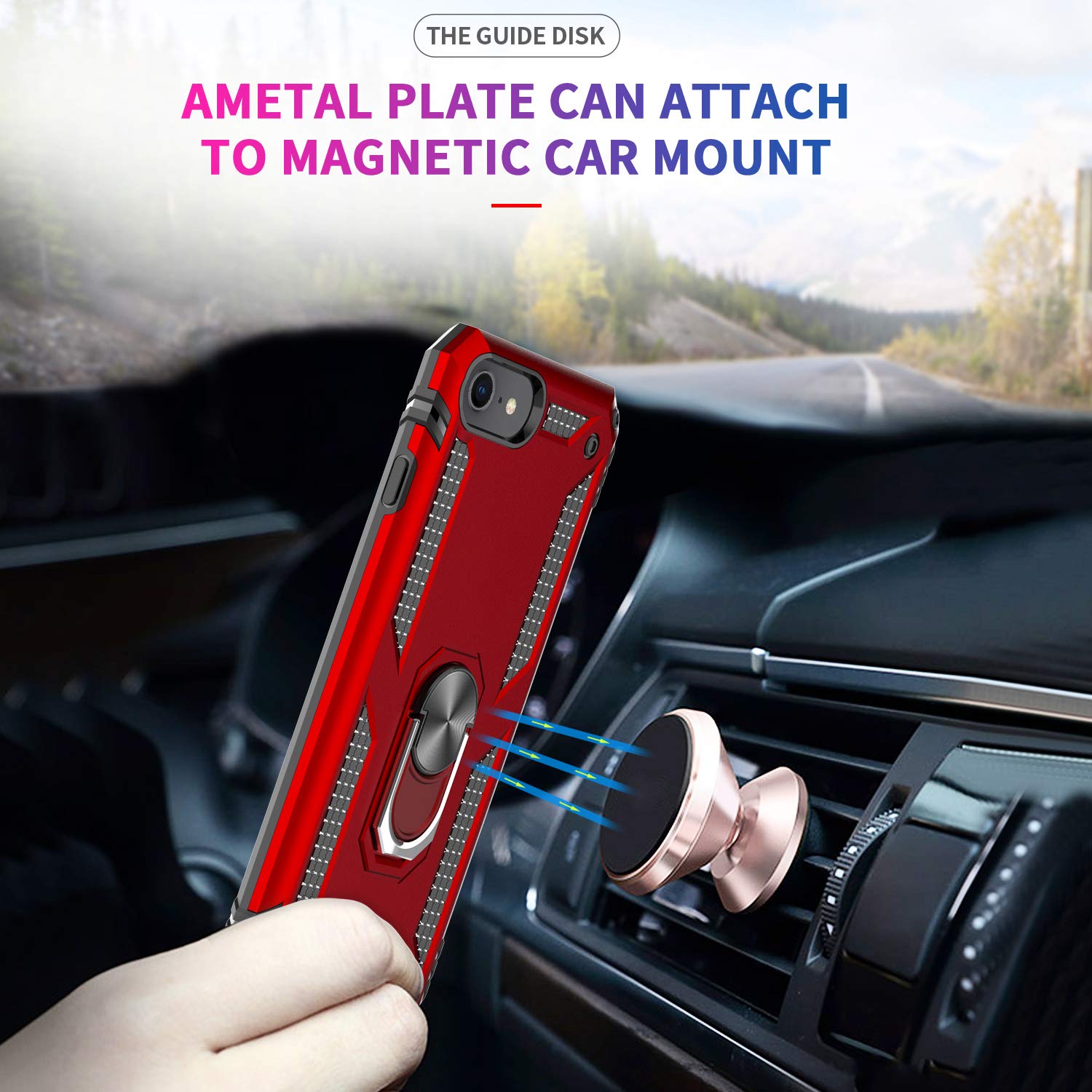 Leyi For Iphone Se 2022/2020 Case (3Rd Gen), Military Grade With Magnetic Kickstand, 2 Pack Tempered Glass Screen Protector, Red