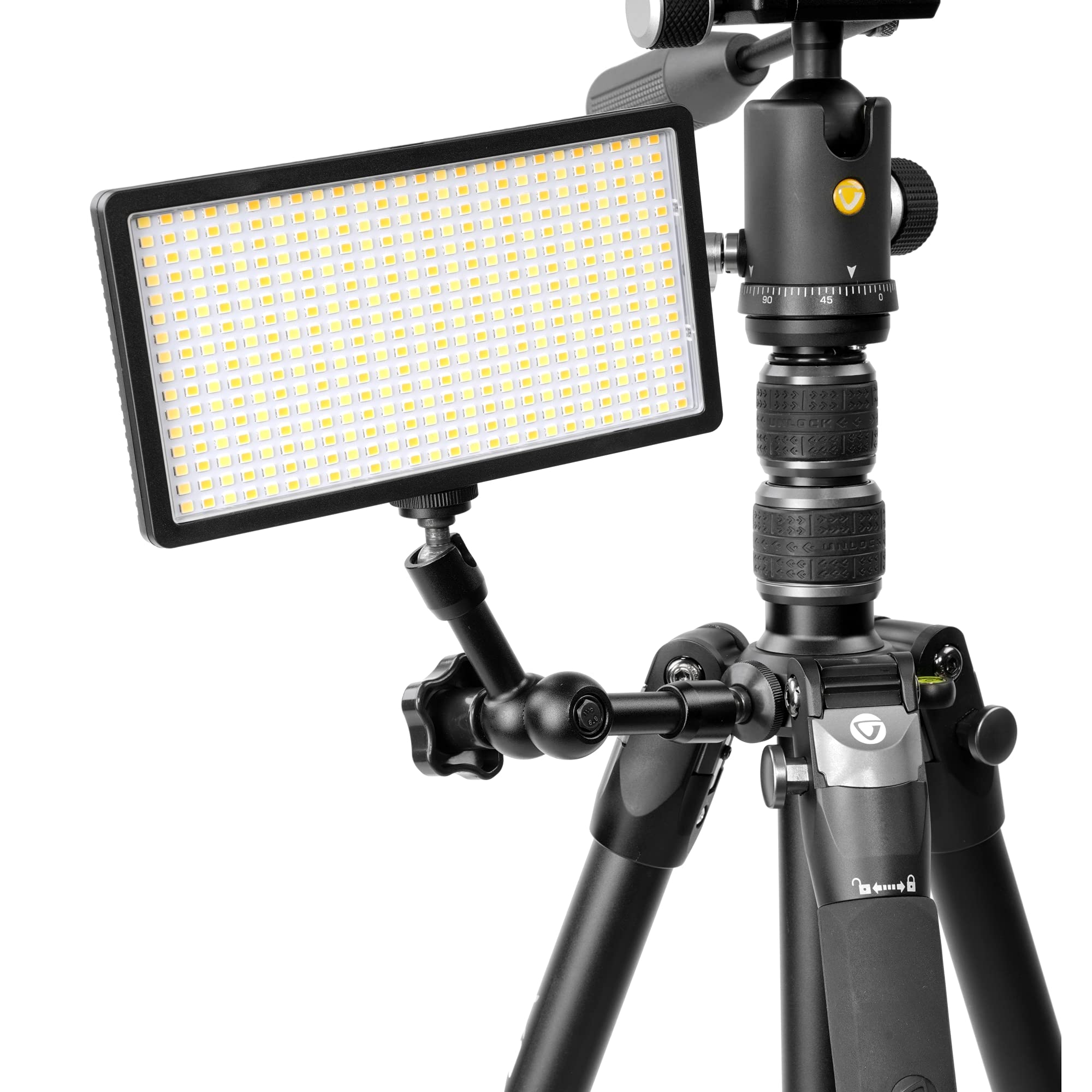 Vanguard Veo3T265Habp Aluminum Travel Tripod With Ball Head, Removeable Pan Handle, And Quick Shoe With Built In Smartphone Holder