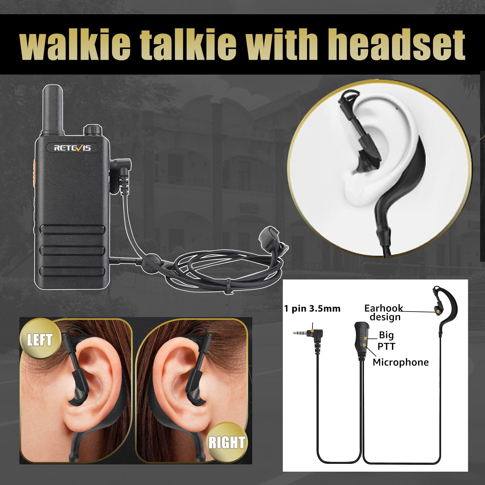 Retevis Rt22P,New Version Of Rt22(2.0),Portable 2 Way Radio With Earpiece,1620Mah Battery,Usb C,Rechargeable Walkie Talkies(6 Pack) With 6 Way Multi Gang Charger,For Church Security School Warehouse