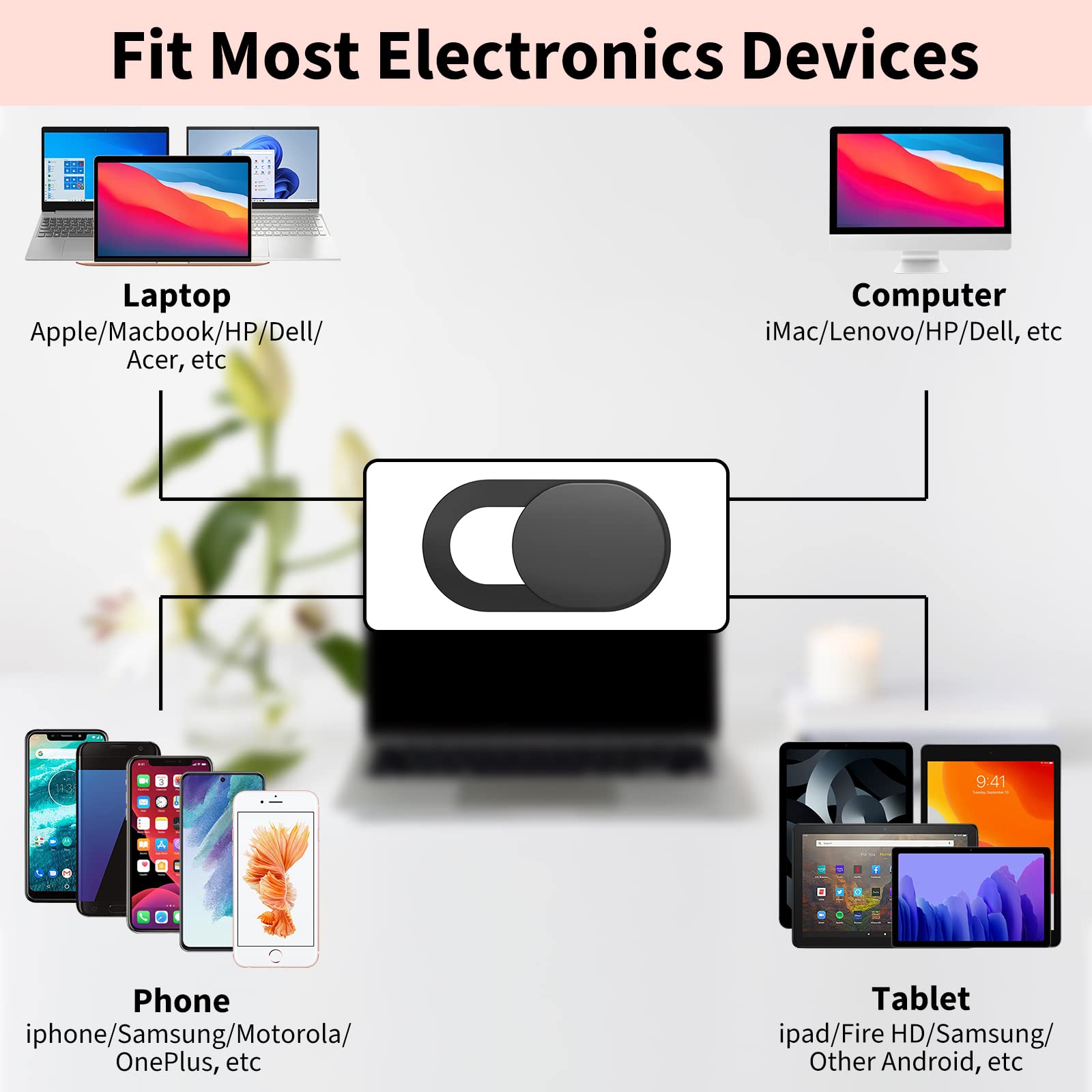 Webcam Cover (3 Pack), Yilador 0.03 Inch Ultra Thin Laptop Camera Cover Slide For Iphone Ipad Macbook Pro Computer Imac Cell Pho