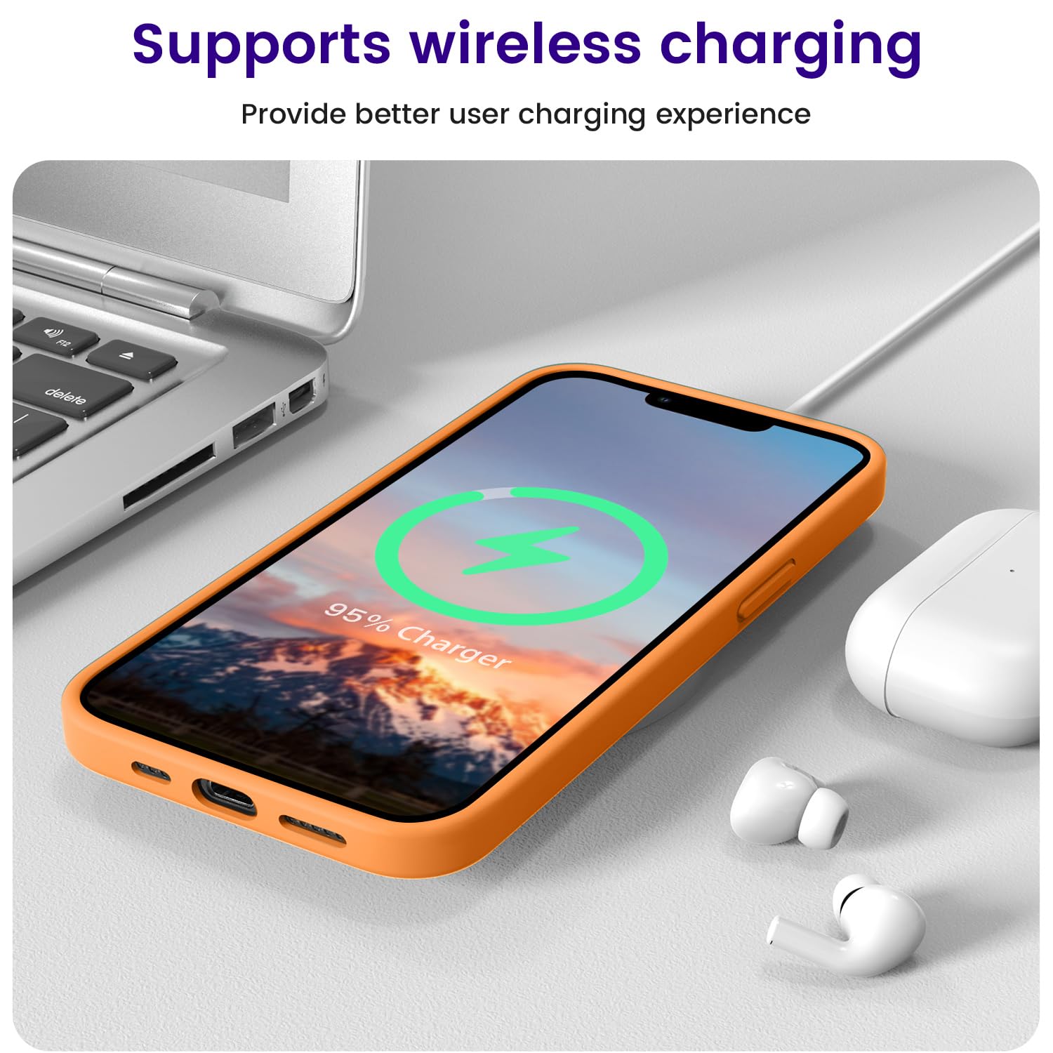 Otofly Designed For Iphone 13 Case, Silicone Shockproof Slim Thin Phone Case For Iphone 13 6.1 Inch (Orange)