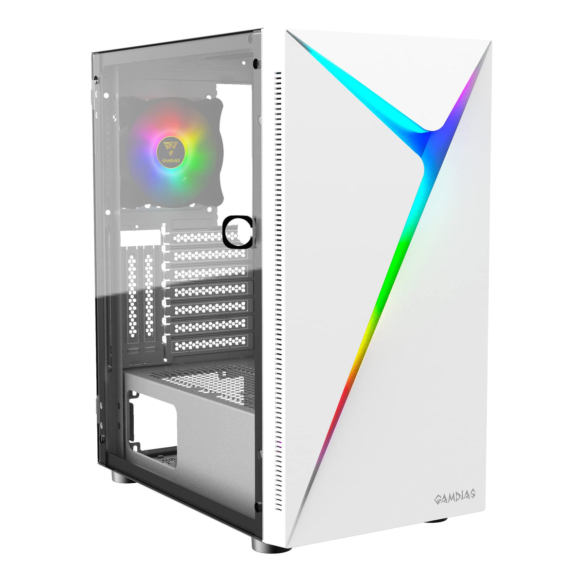 Gamdias Atx Mid Tower Gaming Computer Pc Case With Side Tempered Glass Swing Door, 1X 120Mm Argb Fan & Front Panel Sync With Arg