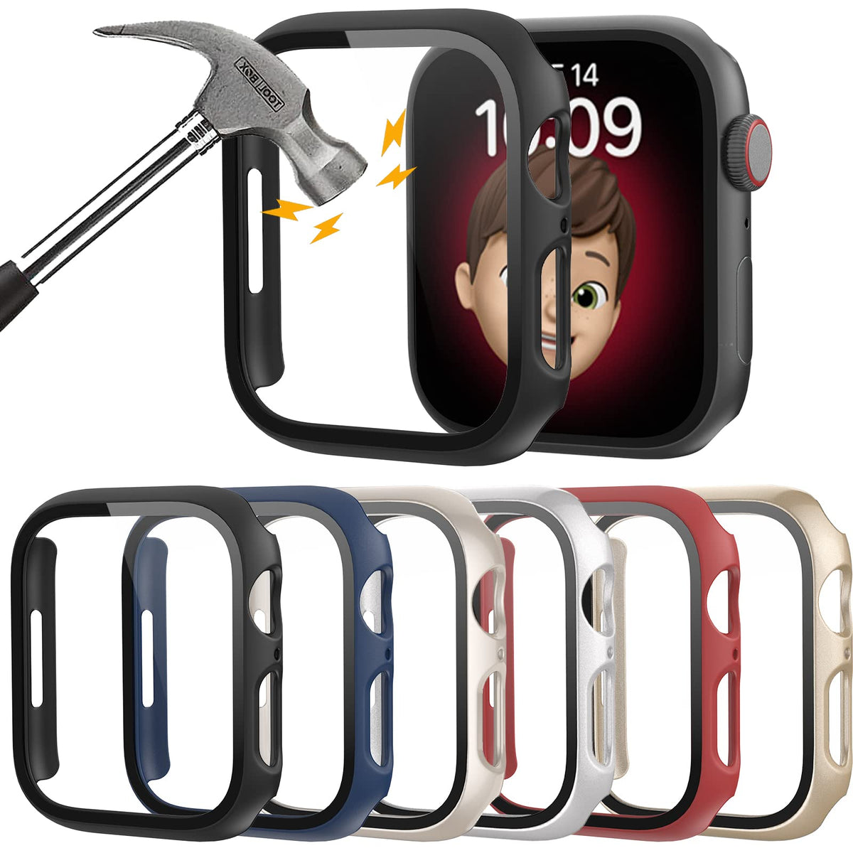 6 Pack Hard Pc Case With Tempered Glass Screen Protector 44Mm For Apple Watch Se(2Nd) Series 6/Se/5/4, Rontion Ultra Thin Scratc