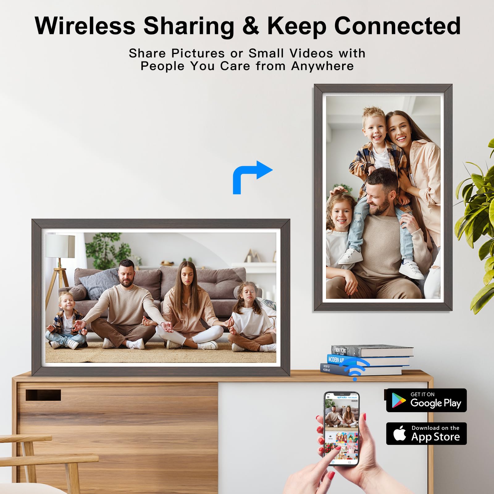 Dual Wifi 21.5 Inch Digital Photo Frame   Fullja Smart Large Fhd Digital Picture Frame, 2.4Ghz/5Ghz Dual Band Wifi, Sync & Mirro