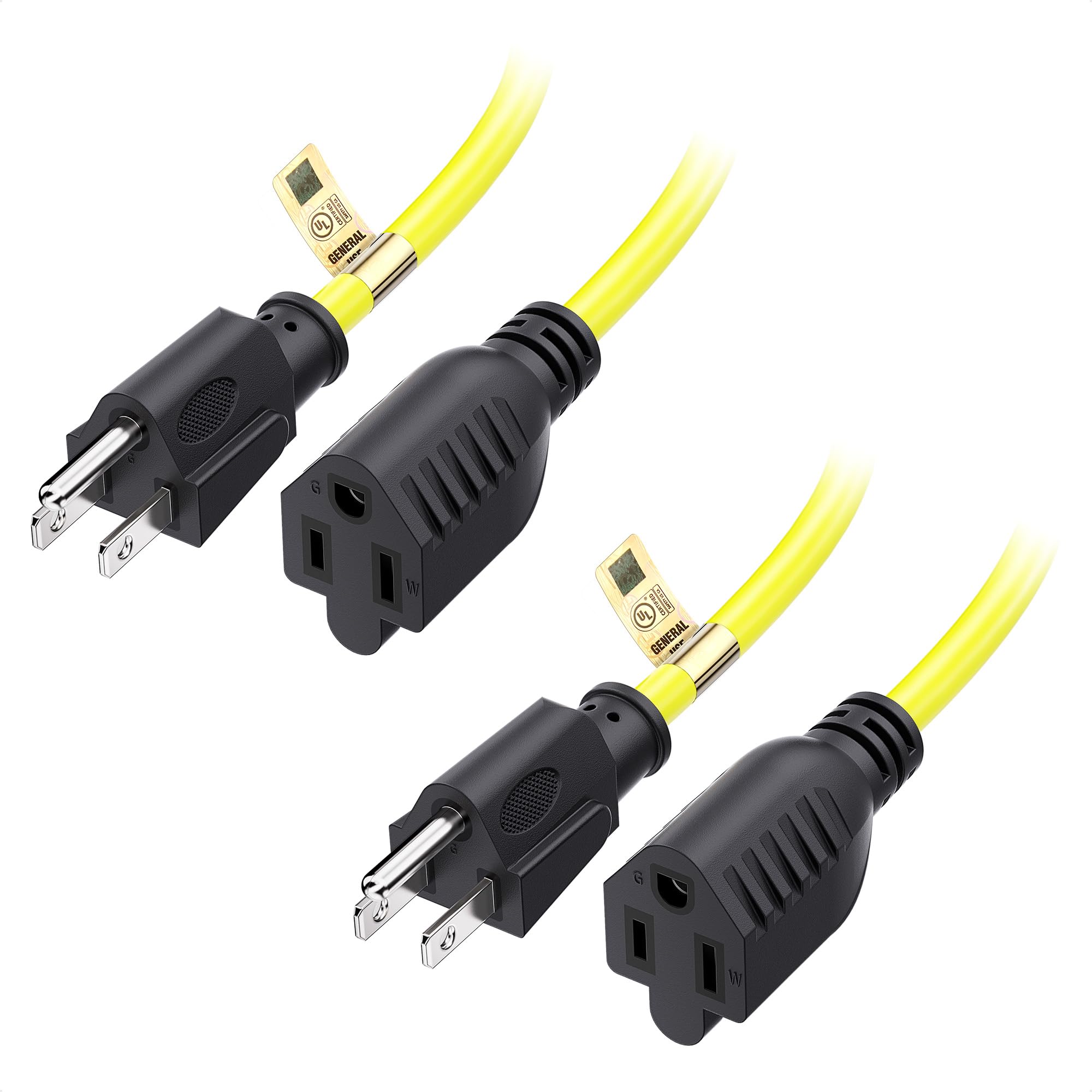 [Ul Listed] Cable Matters 2 Pack 16 Awg Heavy Duty 13A Power Extension Cord   6Ft, 3 Prong Power Cord Extension, Nema 5 15P To N
