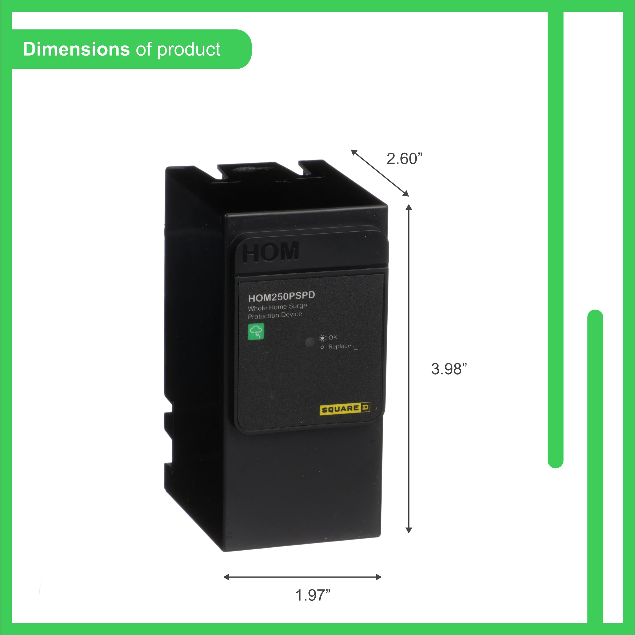 Square D   Hom250Pspd Homeline Whole House Surge Protection Device, 50Ka, 120/240V, 1 Phase, No Wiring, Plug On Neutral