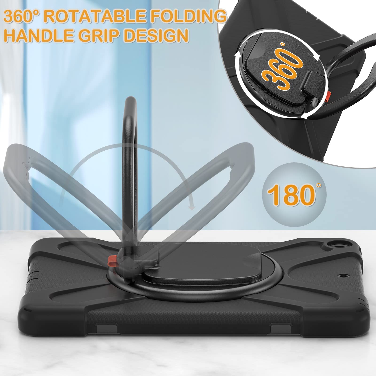 Braecn Case For Ipad 9Th Generation 2021 10.2 Inch Hybrid Rugged Shockproof Silicone Cover With Kickstand, Pencil Holder, Handle