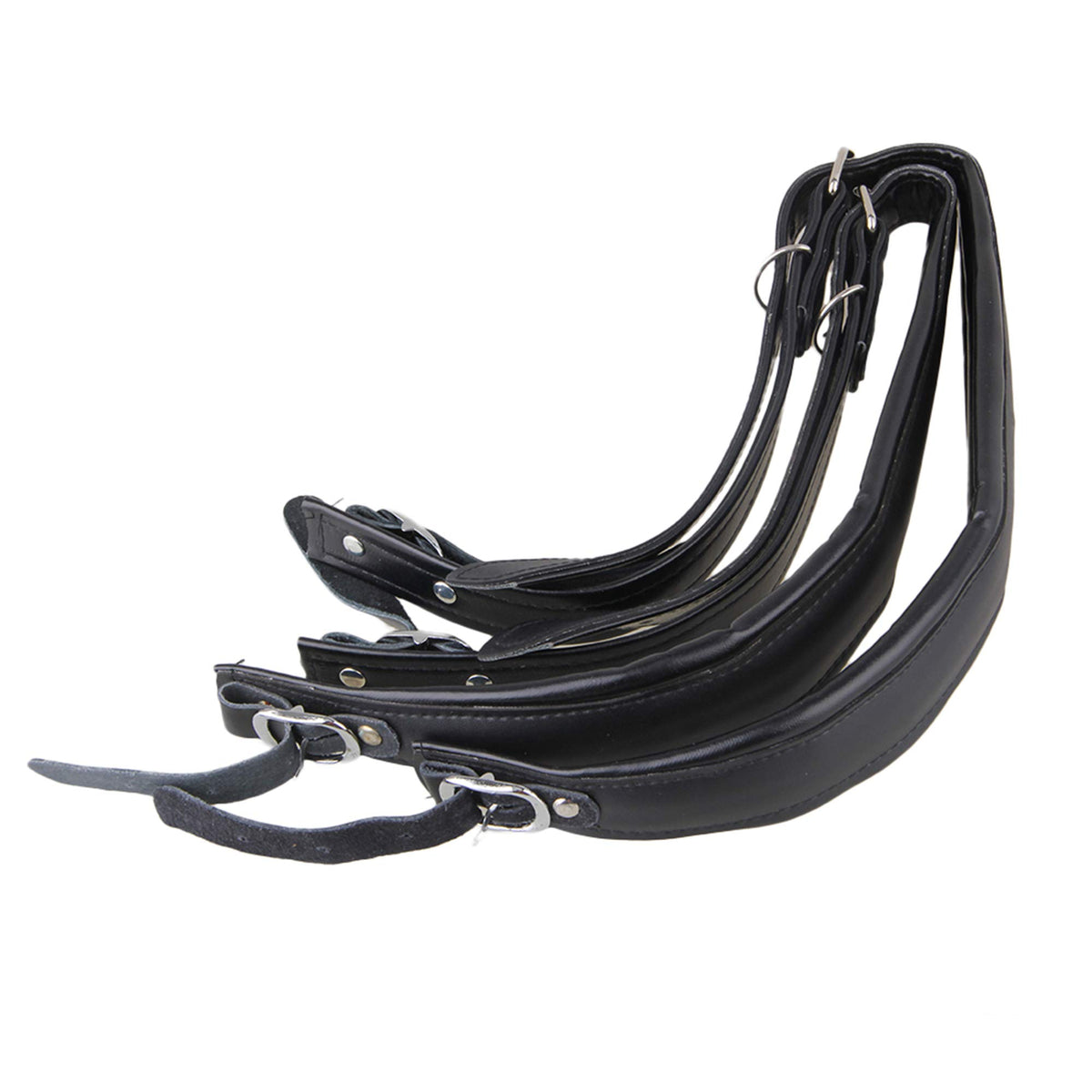 Yibuy Adjustable Accordion Shoulder Strap Set Pu Leather Black Set Of 2