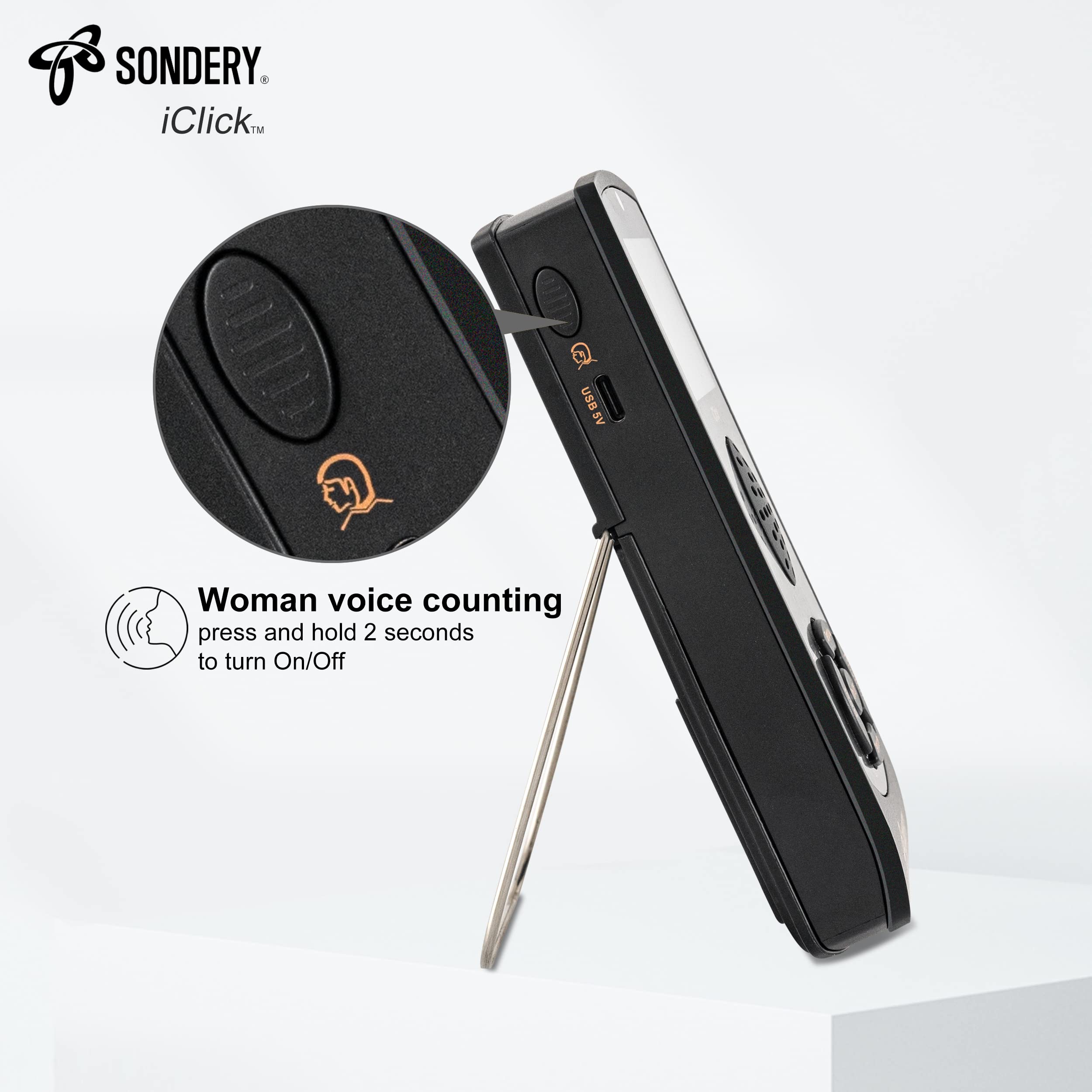 Sondery Digital Metronome For Guitar Piano Drum And All Instruments, Woman Vocal Counting Option, Direct Controls Via Buttons, E