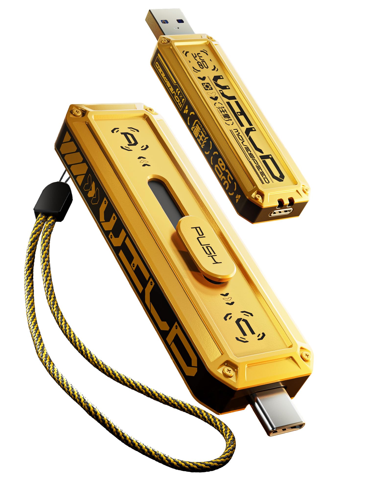 Move Speed 1Tb Flash Drive 1000Mb/S Read Write Speed,Usb 3.2 Gen2+Type C Dual Interface, Usb C Drive 3 Stage Push Pull Design Wi