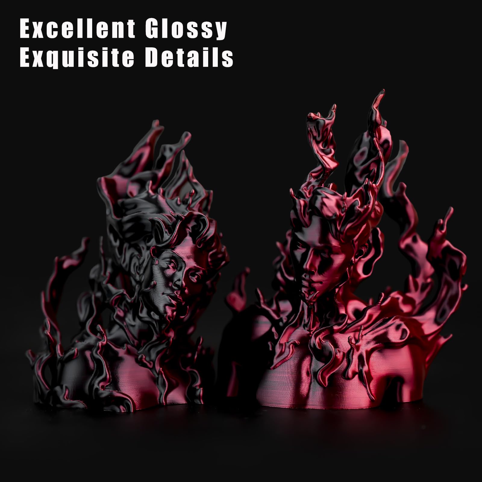 Ovv3D Pla Filament 1.75Mm, 3D Printer Filament Silk Pla Dual Color Pla Filament, Black Red Pla Filament, Color Change Every Inch