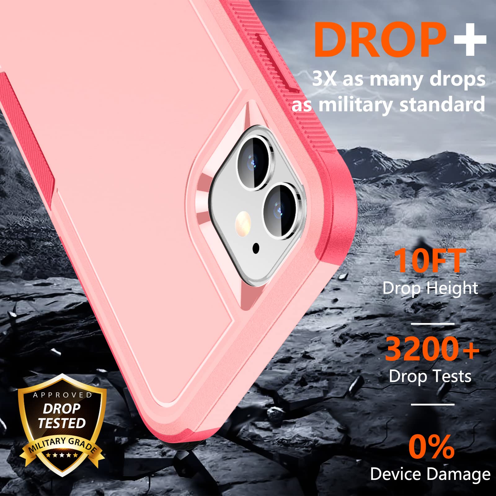 Spidercase Shockproof For Iphone 11 Case,[10 Ft Military Grade Drop Protection],With 2 Pcs[Tempered Glass Screen Protector+Camer