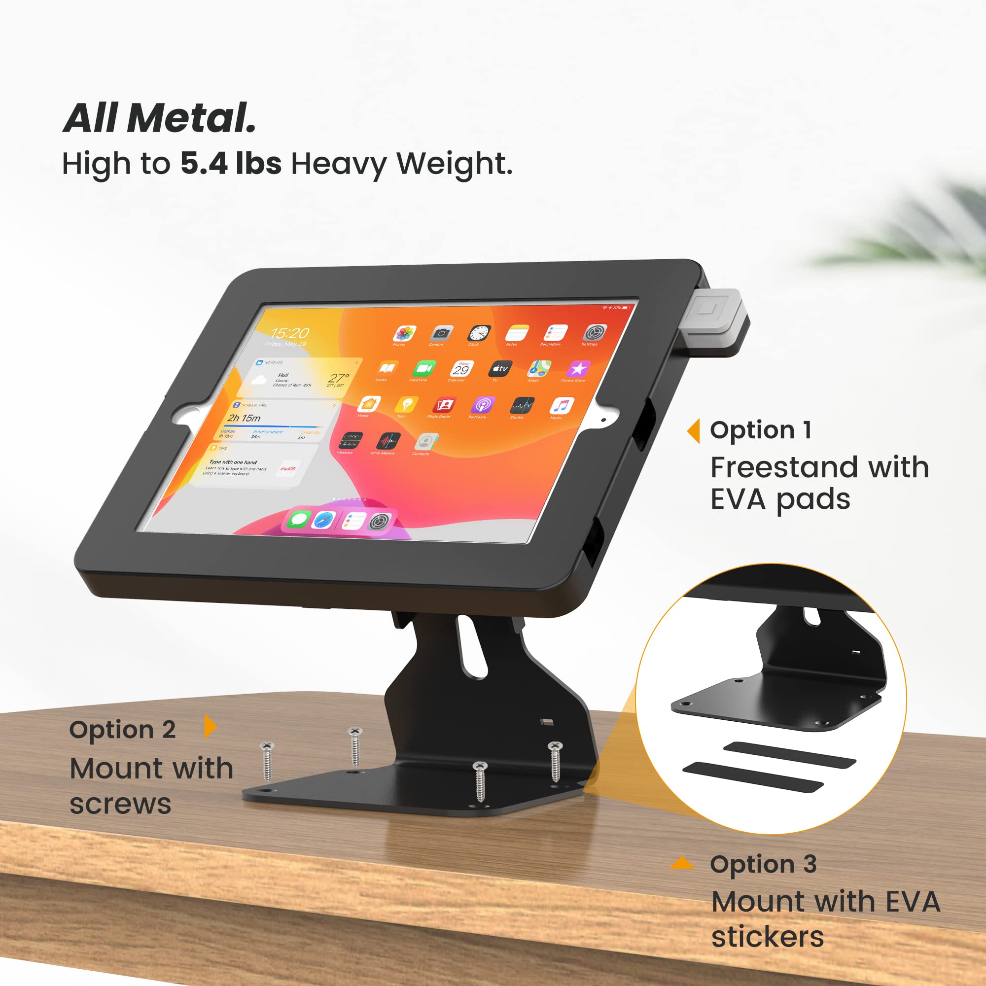 Beelta Tablet Pos Stand Compatible With Ipad 10.2'' Gen 7 8 9Th, Heavy Metal Flip Lockable Rotate Swivel Tablet Stand For Desk