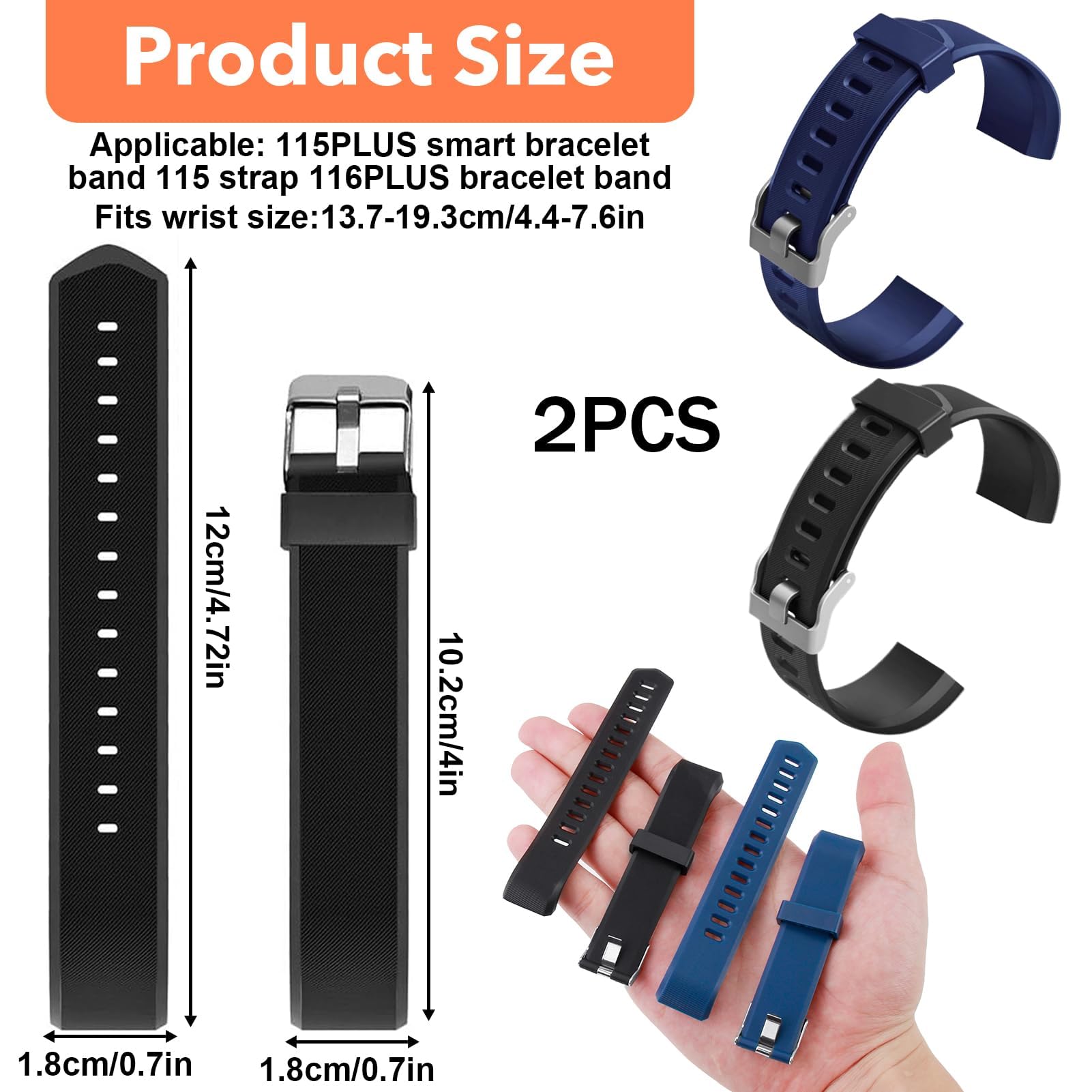 Hoeslaw 2 Pcs Watch Bands Replacement For Id115Plus Hr, Very Fit Pro Activity Fitness Tracker Wrist Bands Set, Multicolor Veryfi