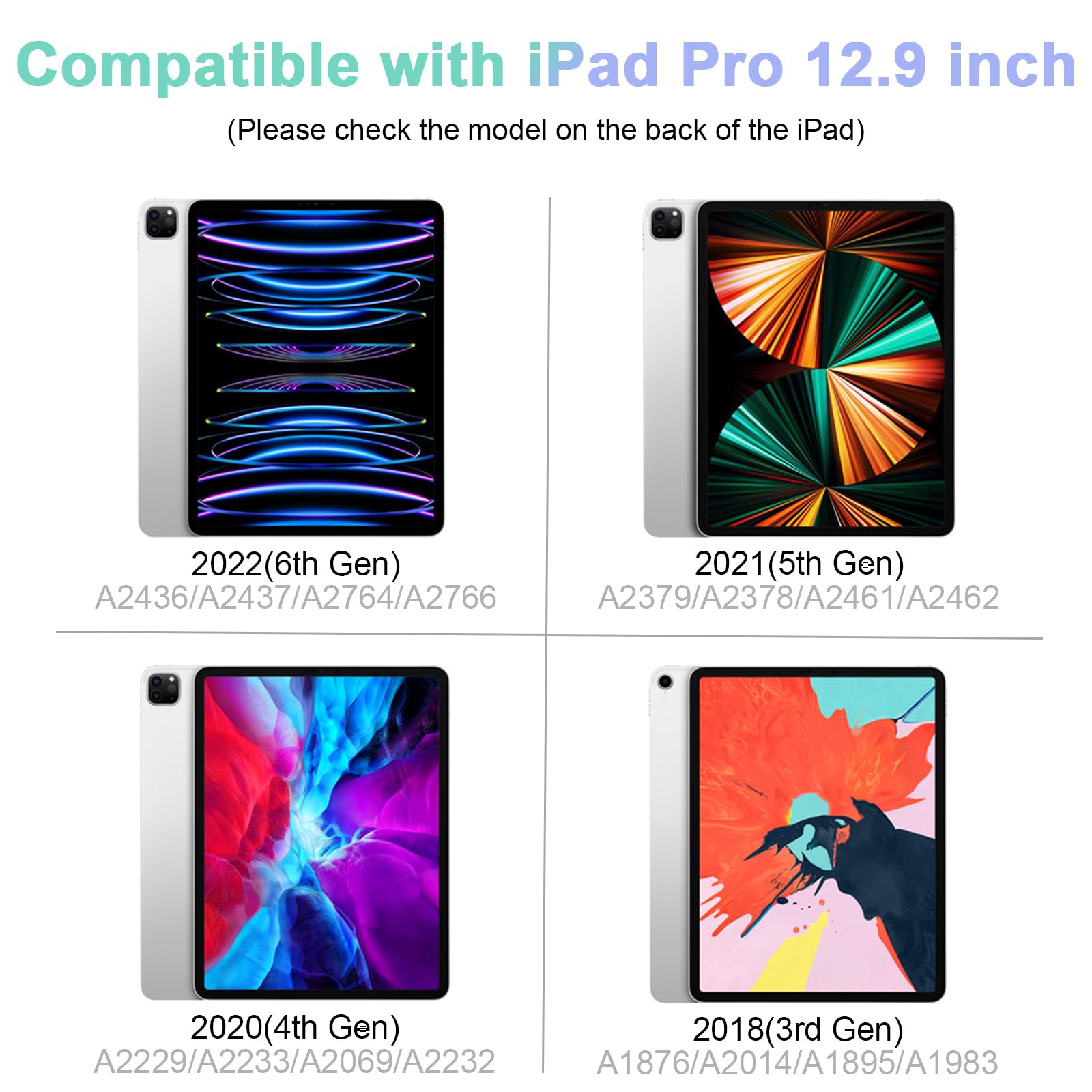 Riwezox Ipad Keyboard Case, Magic Keyboard For Ipad Air 13 Inch (M2) 2024, Case With Keyboard For Ipad Pro 12.9 Inch (6Th, 5Th,