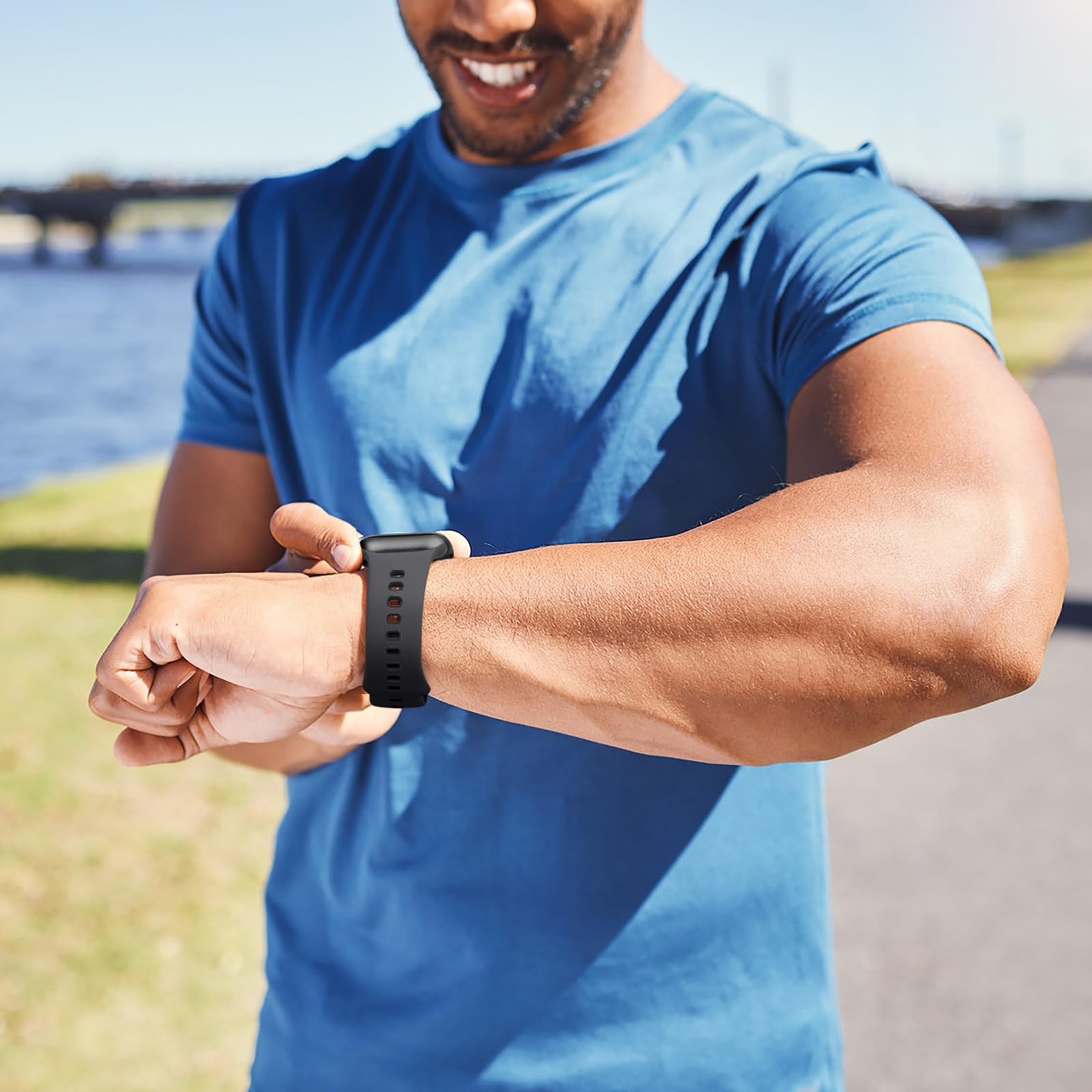 Witzon Sport Band Compatible With Apple Watch Bands For Men 46Mm 45Mm 44Mm 42Mm 49Mm, Soft Silicone Strap Breathable Smart Watch