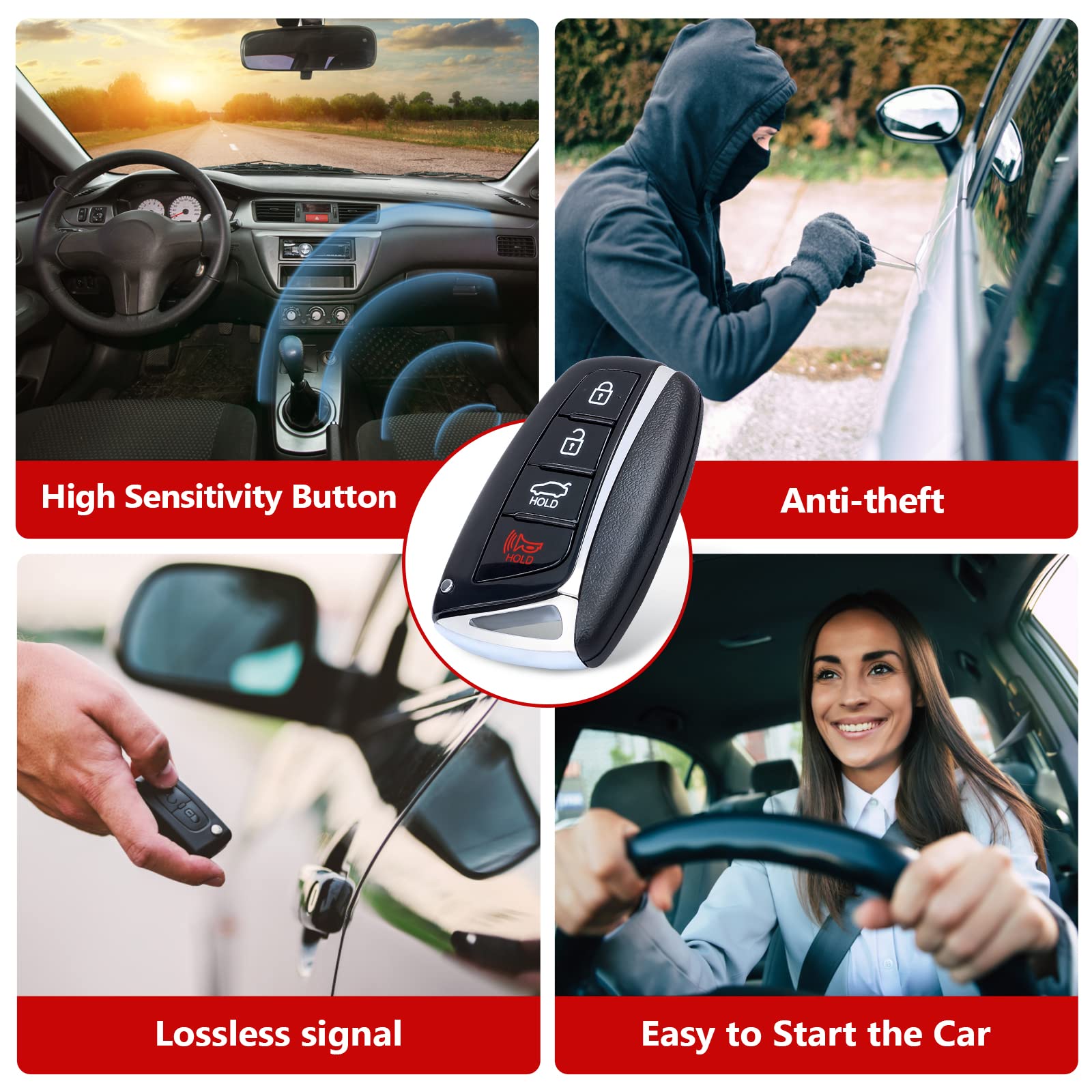 Aichiyu Key Fob Replacement Keyless Entry Smart Remote Control For Hyundai Santa Fe Sport 2013 2014 2015 2016 2017 2018 315Mhz I