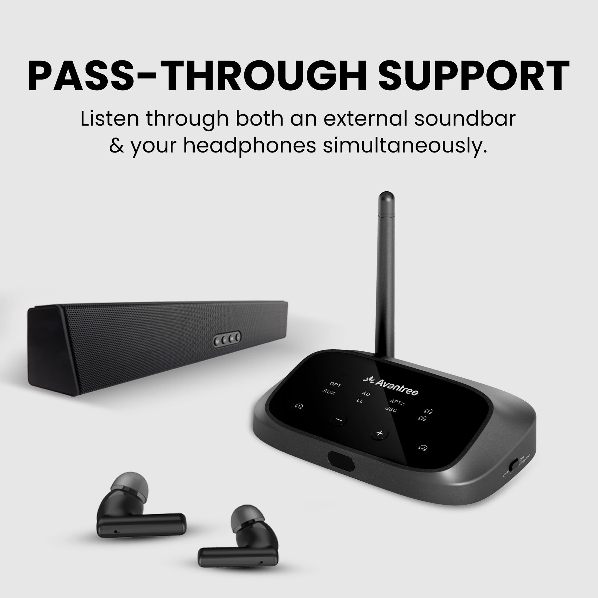 Avantree Oasis Plus 2 - Bluetooth 5.3 Transmitter For Tv To Wireless Headphones/Speaker, Compatible With Optical & Aux Output Tv