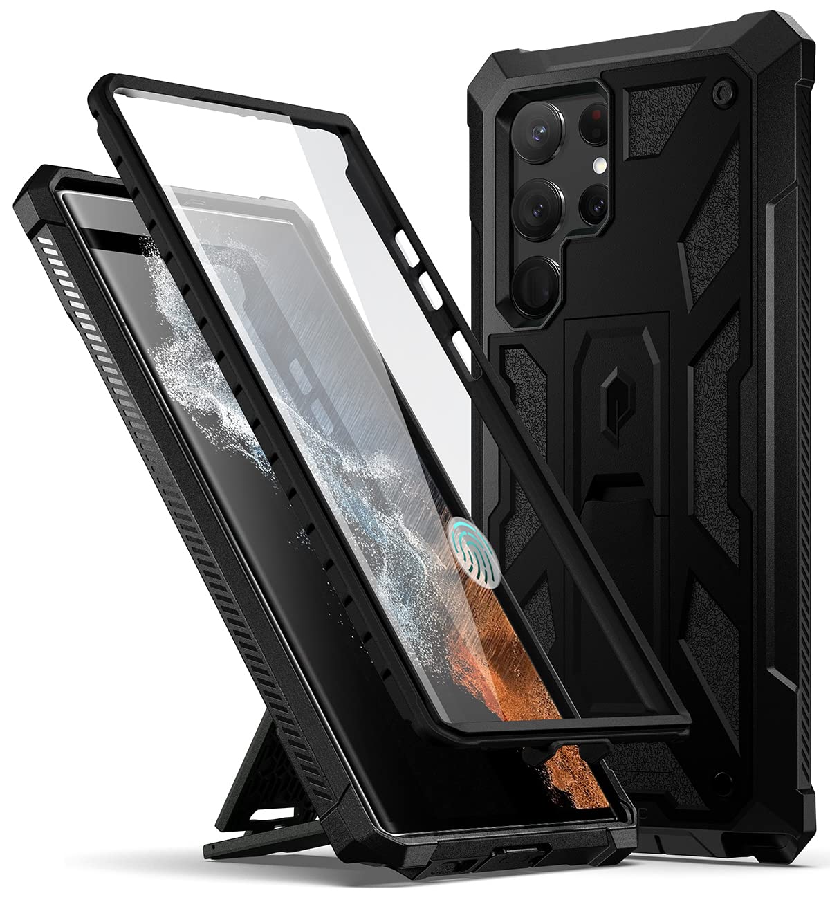 Poetic Spartan Case For Samsung Galaxy S22 Ultra 5G 6.8 Inch, Built In Screen Protector Work With Fingerprint Id, Full Body Rugg