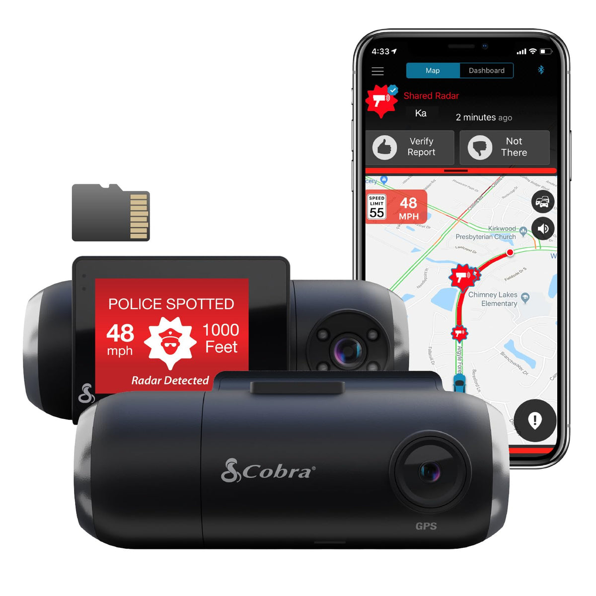 Cobra Smart Dash Cam with Interior Cam (SC 201) - Full HD 1080P Resolution, Built-in WiFi & GPS, Live Police Alerts, Incident Reports, Emergency Mayday, Drive Smarter App, 16GB SD Card Incl.