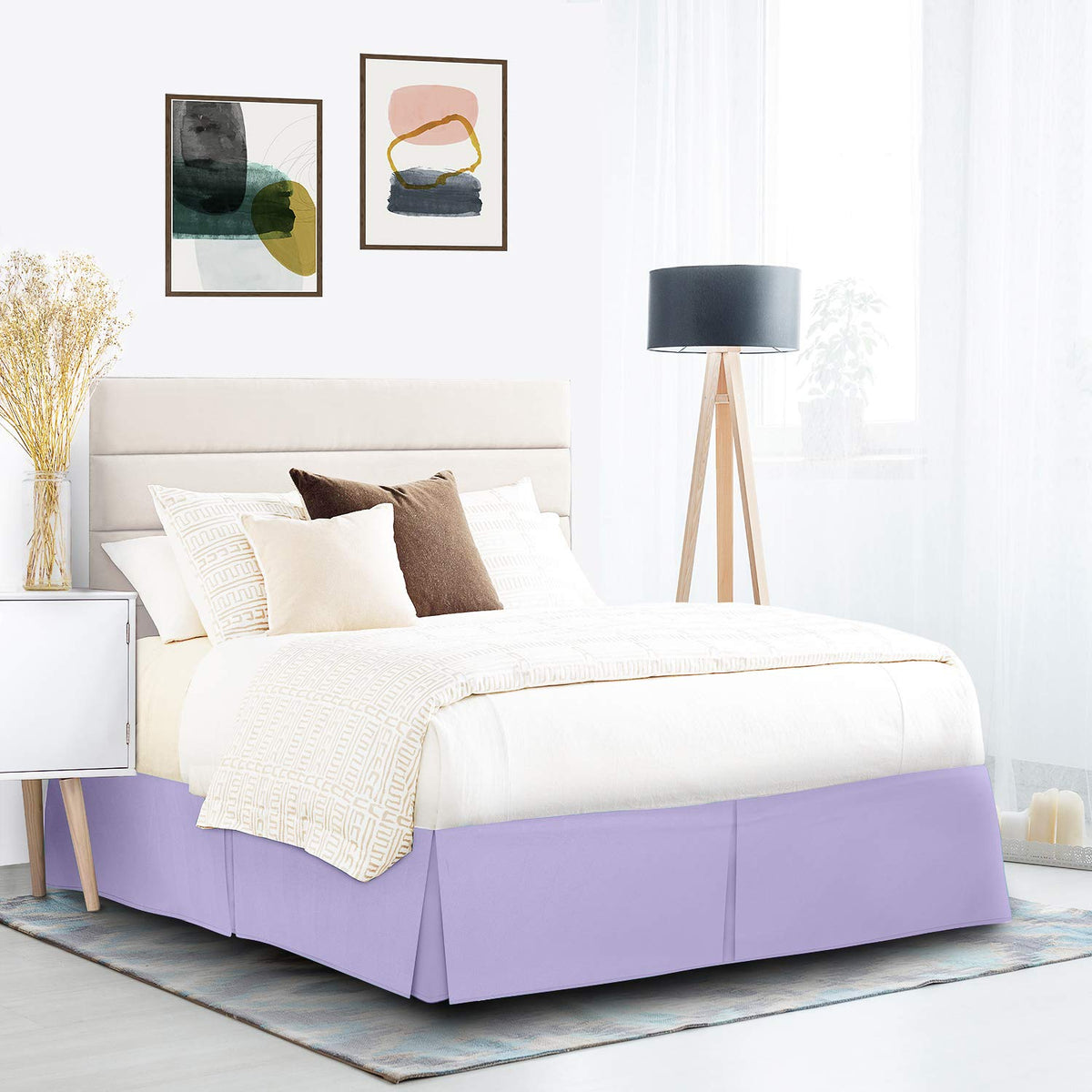 Nestl Bedding Double Brushed Microfiber Dust Ruffle, 14-Inch Tailored Drop Pleated Twin Bed-Skirt, Lavender