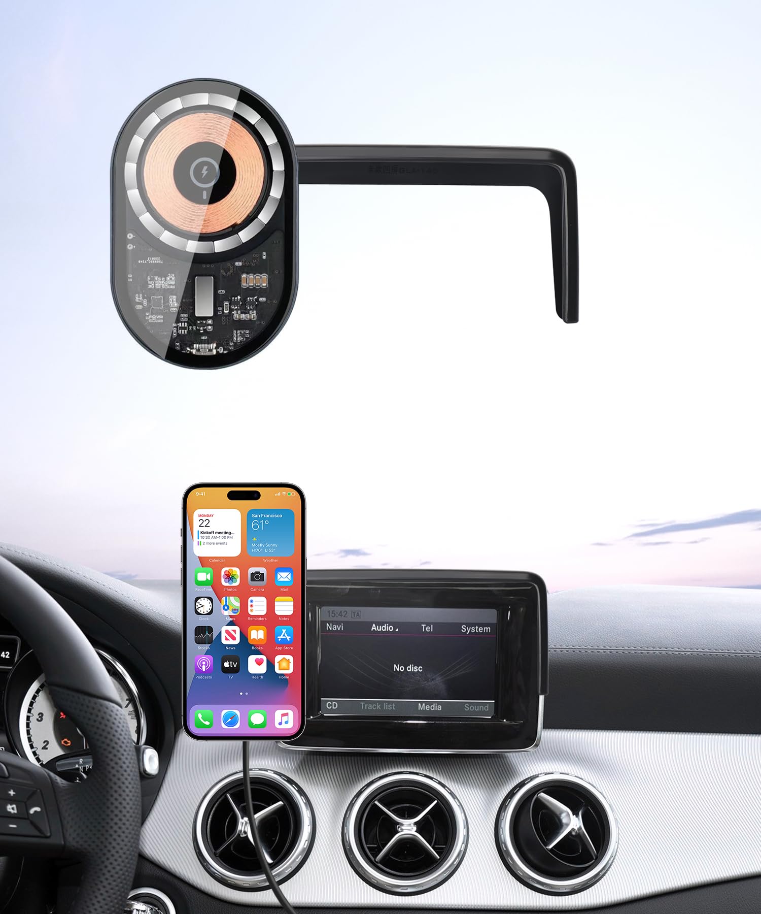 Masergogo Wireless Charging car Phone Holder for Mercedes Benz GLA-Class 2015/CLA-Class 2015 Accessories 5.8 inch Screen Fixed C