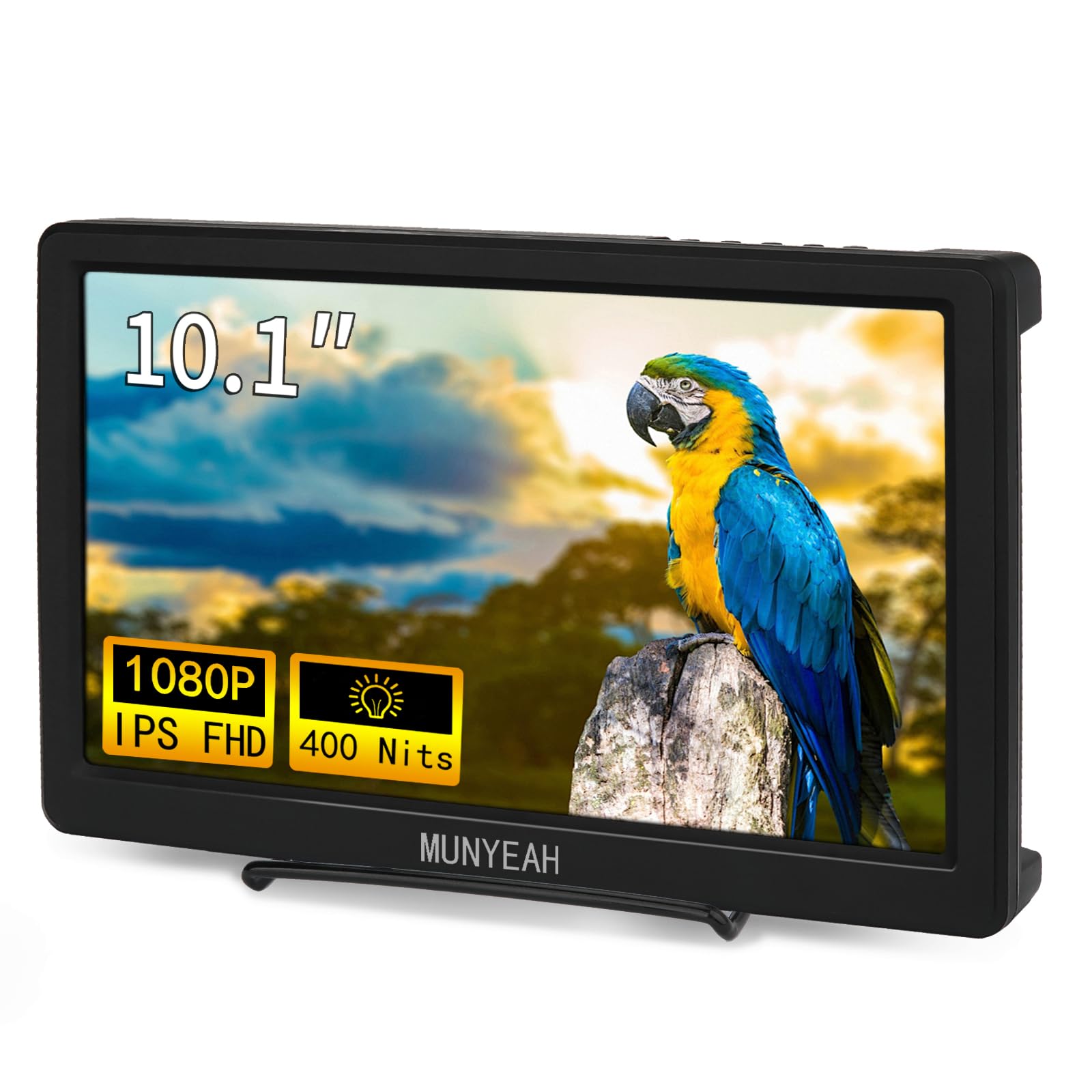 MUNYEAH M1020 Portable Monitor 10.1 inch Full HD IPS 1920x1080 400Nits Monitor with HDMI, VGA for Windows 11/10/8/7 PS Xbox Comp